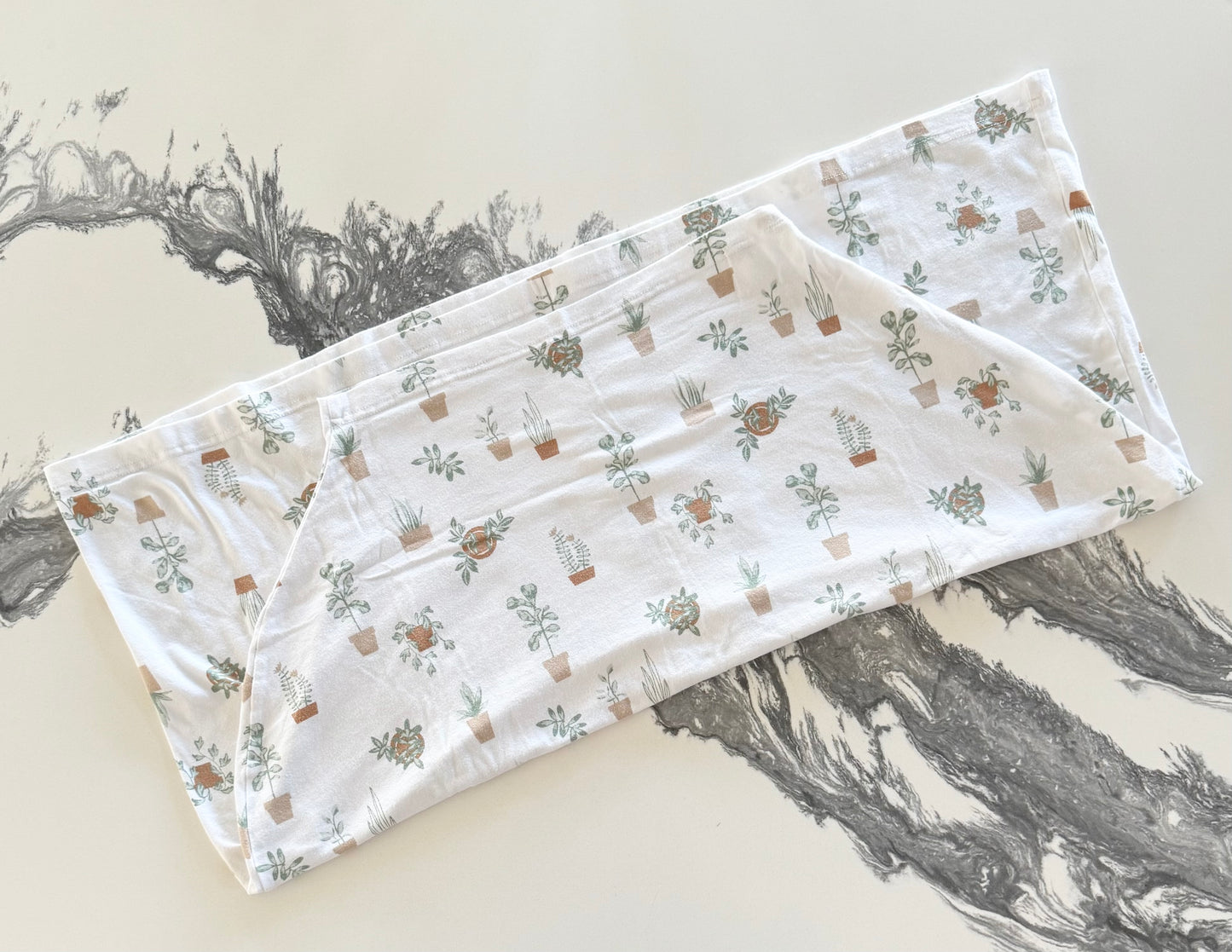 Nordstrom White Succulent Plants Car Seat/Nursing Cover