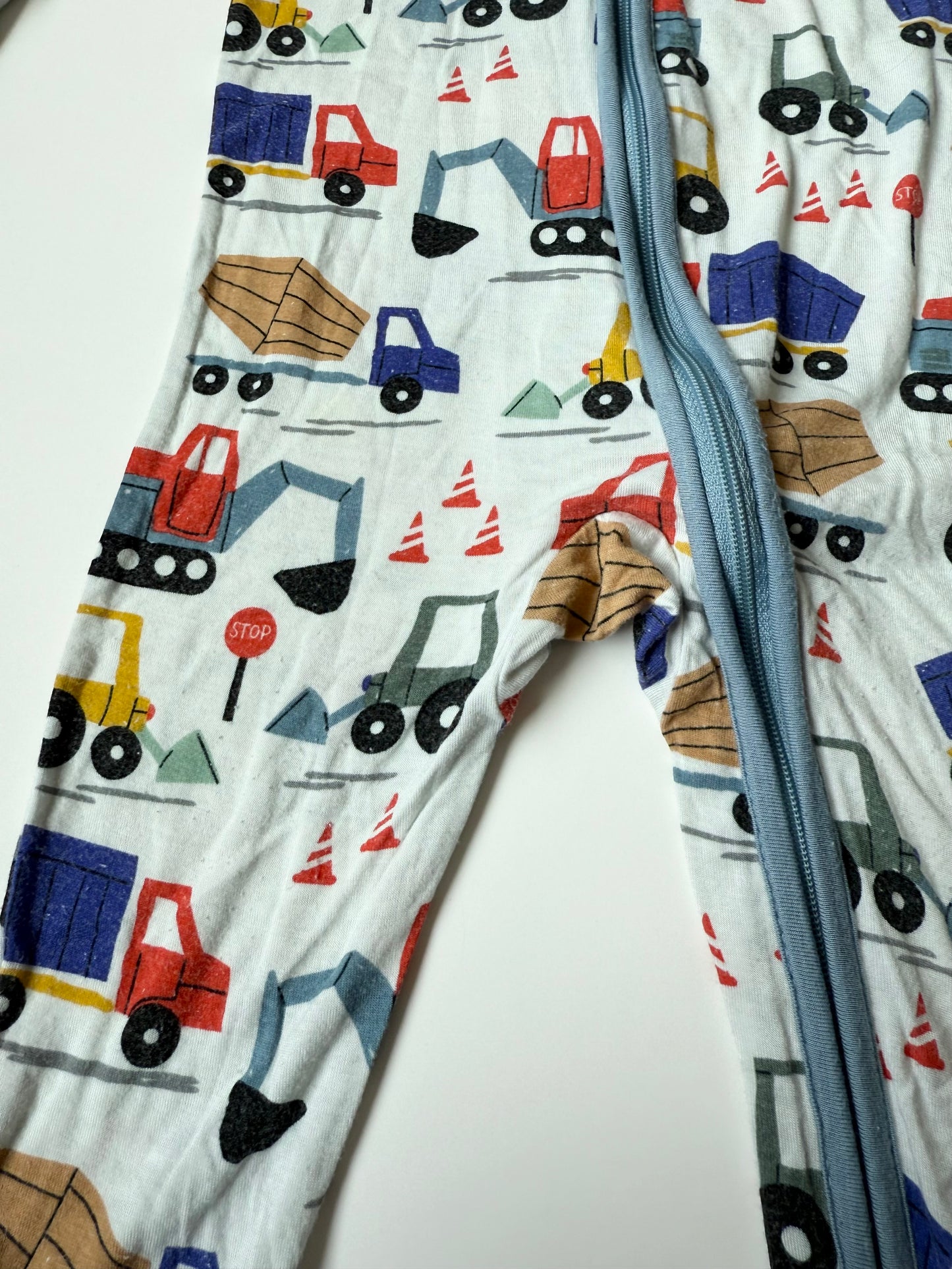 Little Sleepies Blue Construction Vehicles Sleeper Romper (3-6 Months)