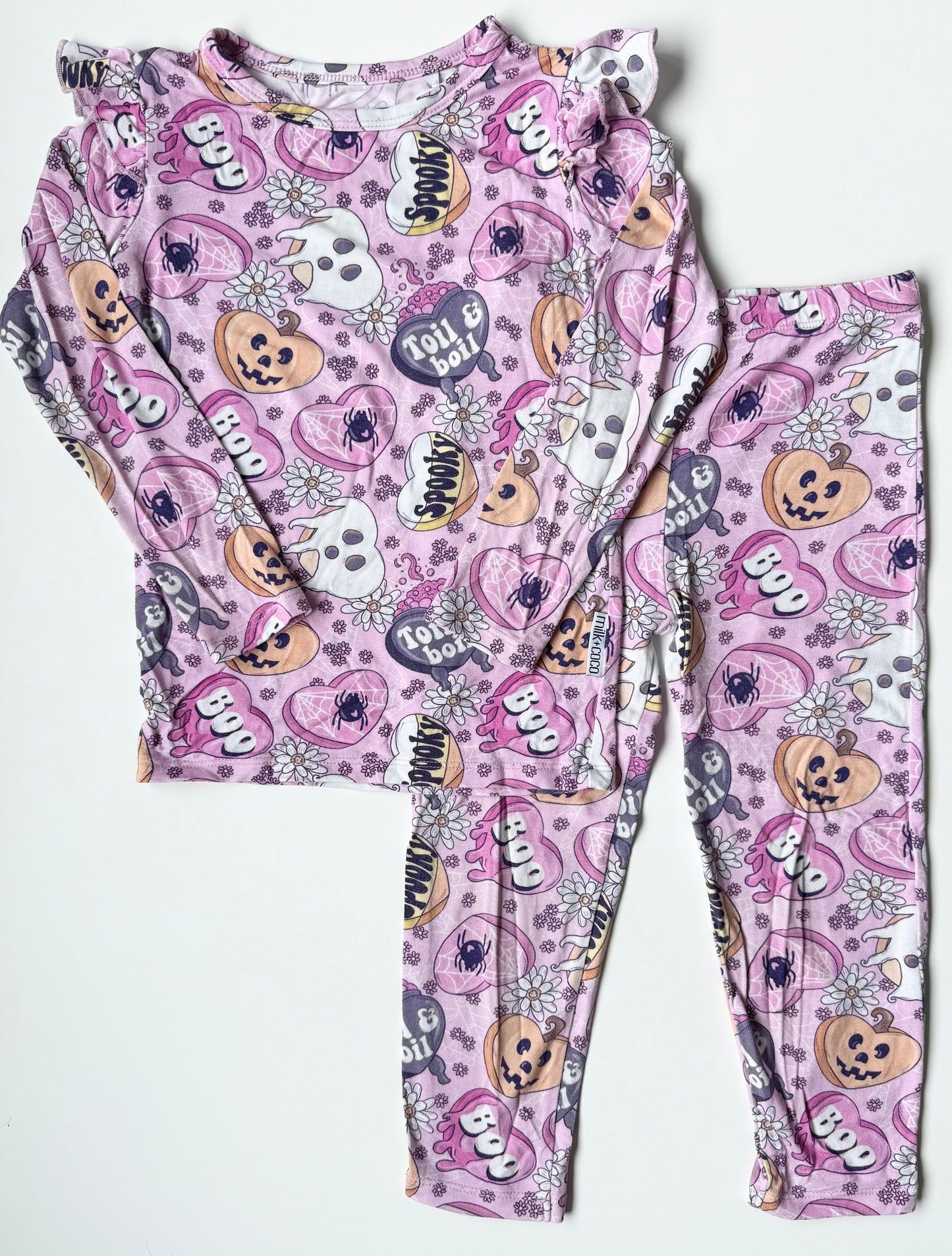 Milk + Coco Pink Halloween Two Piece PJ Set (3T)