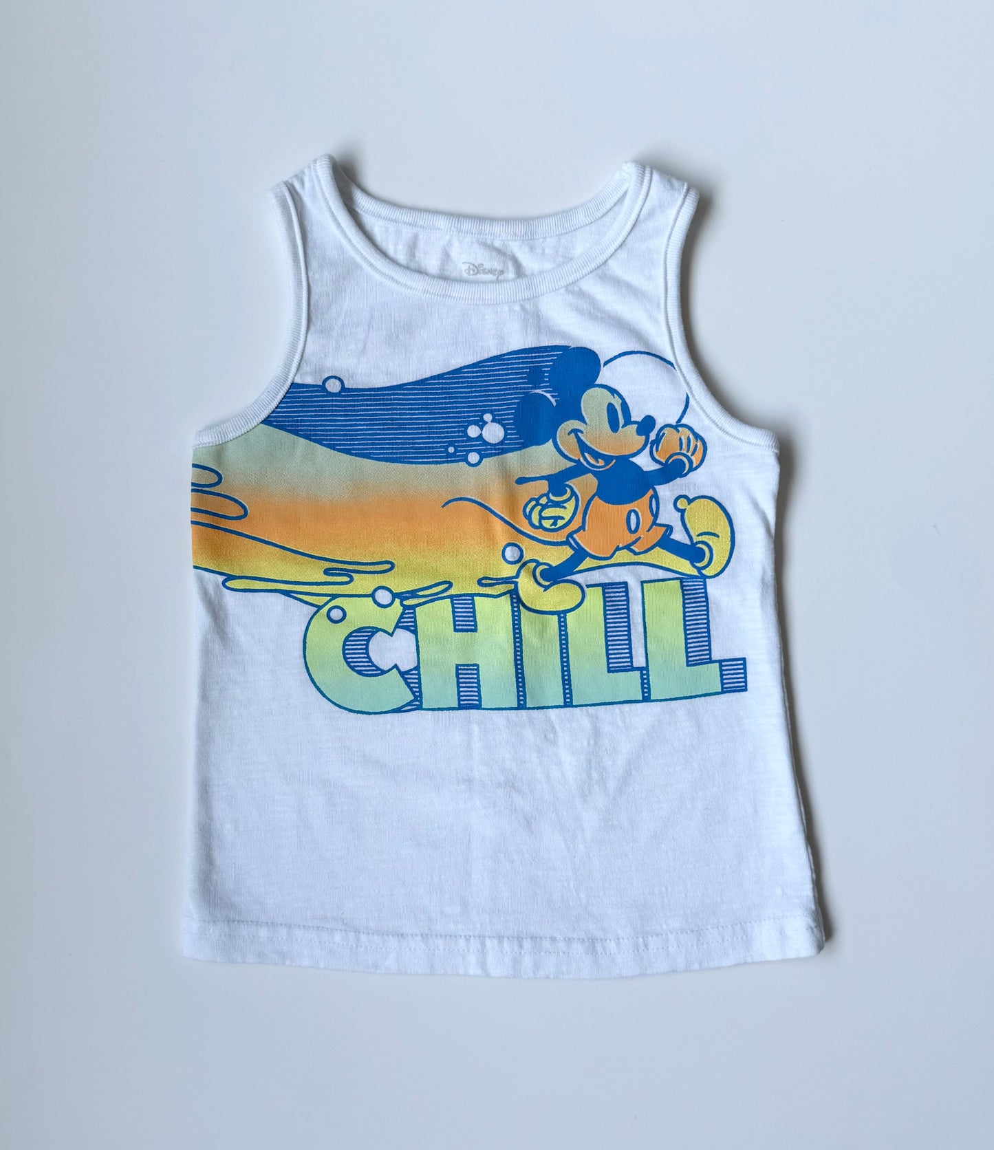 Disney Jumping Beans White & Neon “Chill” Mickey Tank Top (2T)