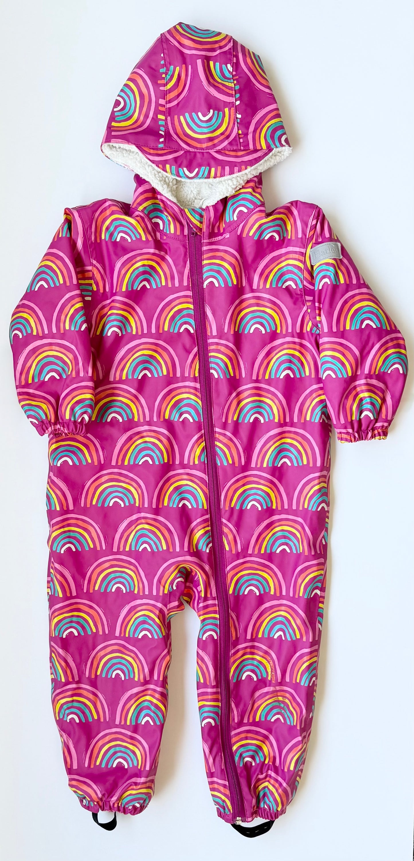 Hatley Pink Rainbows Sherpa Lined Rain Bundler (2T-3T)