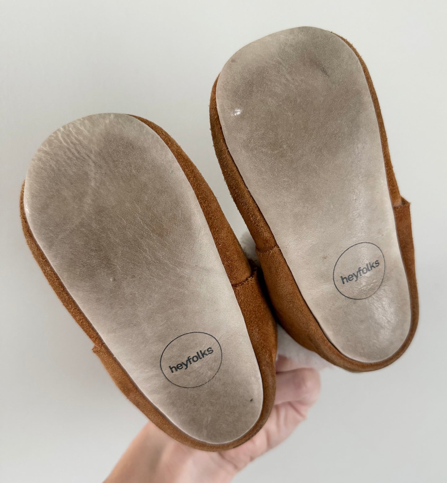 Heyfolks Brown & White Fur Trim Booties (6)