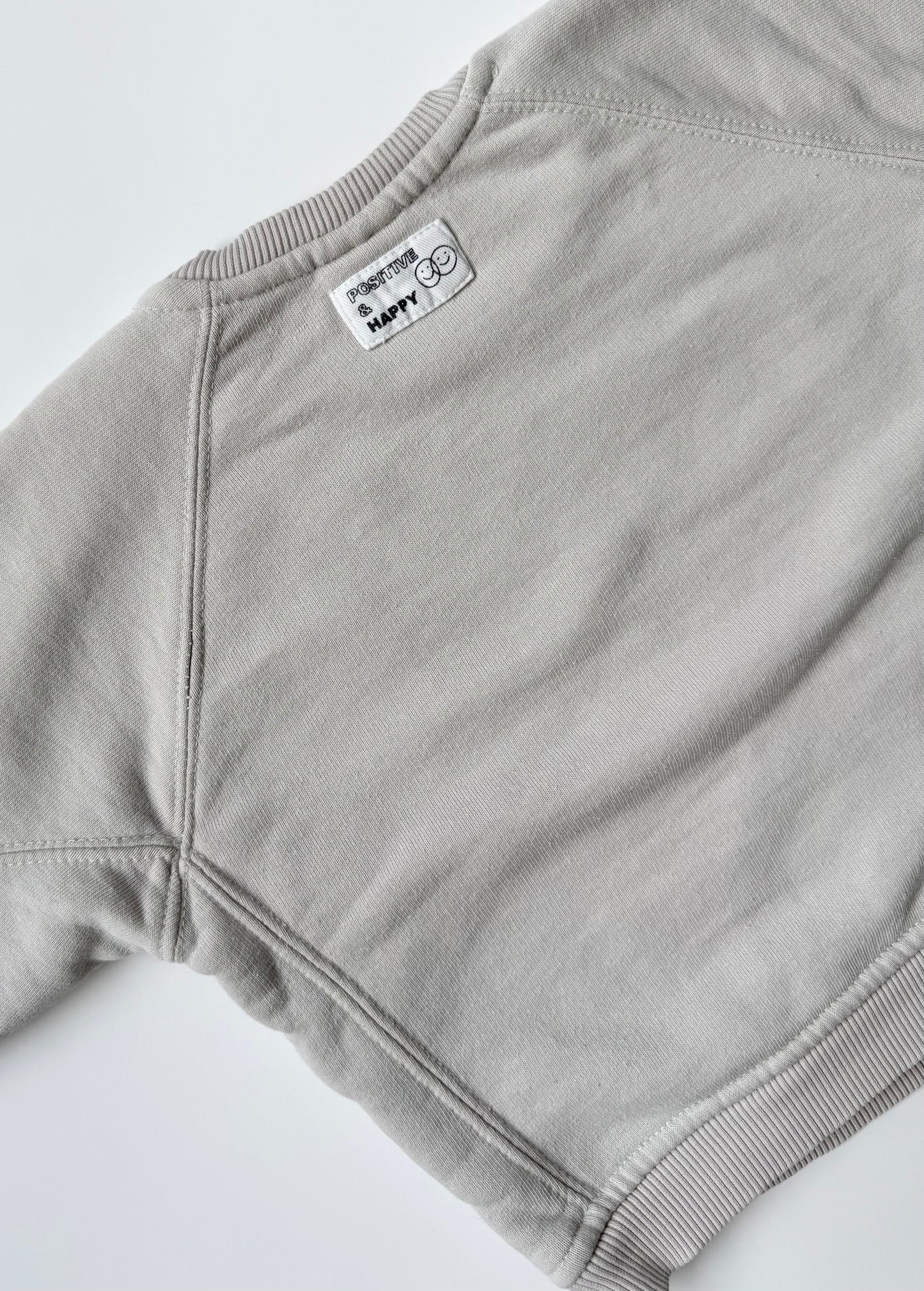 Zara Light Grey “Positive & Happy” Crewneck Sweater (18-24 Months)