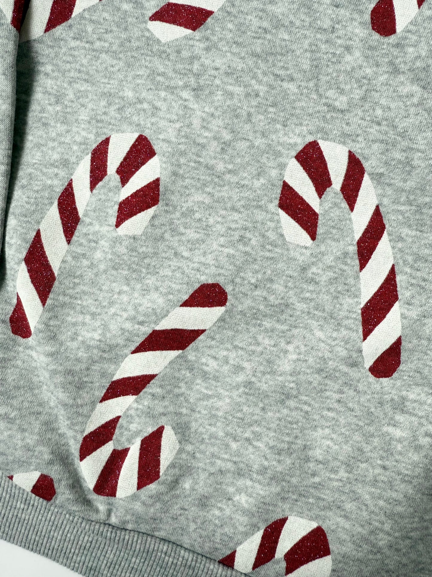 H&M Grey & Sparkle Candy Canes Crewneck Sweater - New (4-6 Years)