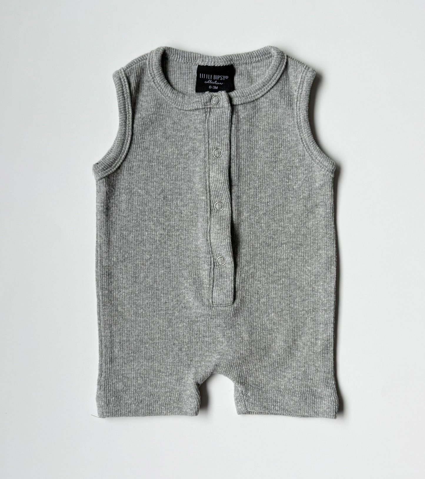 Little Bipsy Grey Ribbed Tank Romper (0-3 Months)