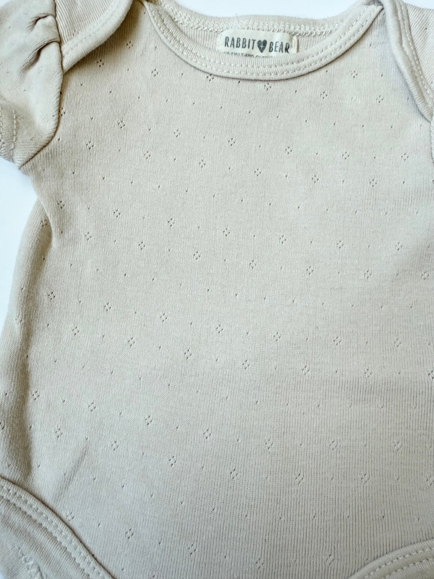 Rabbit + Bear Light Beige Print Short Sleeve Bodysuit (0-3 Months)