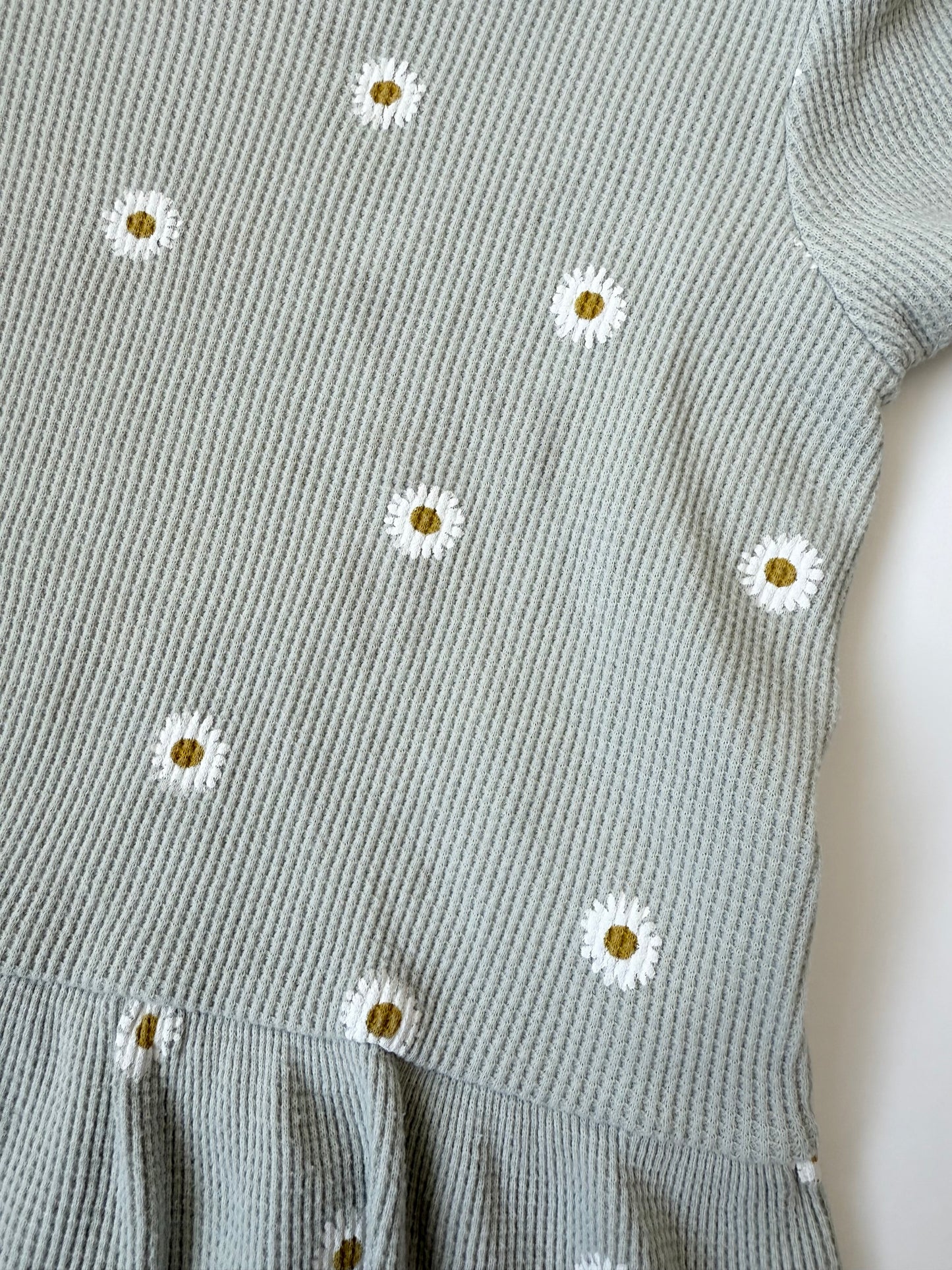 Cat & Jack Light Green & Daisy Waffled Peplum Short Sleeve (3T)