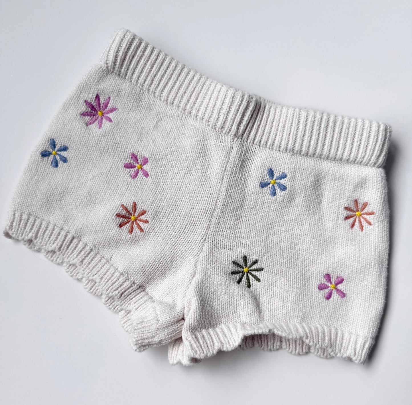 Old Navy White Knit Flower Shorts (12-18 Months)