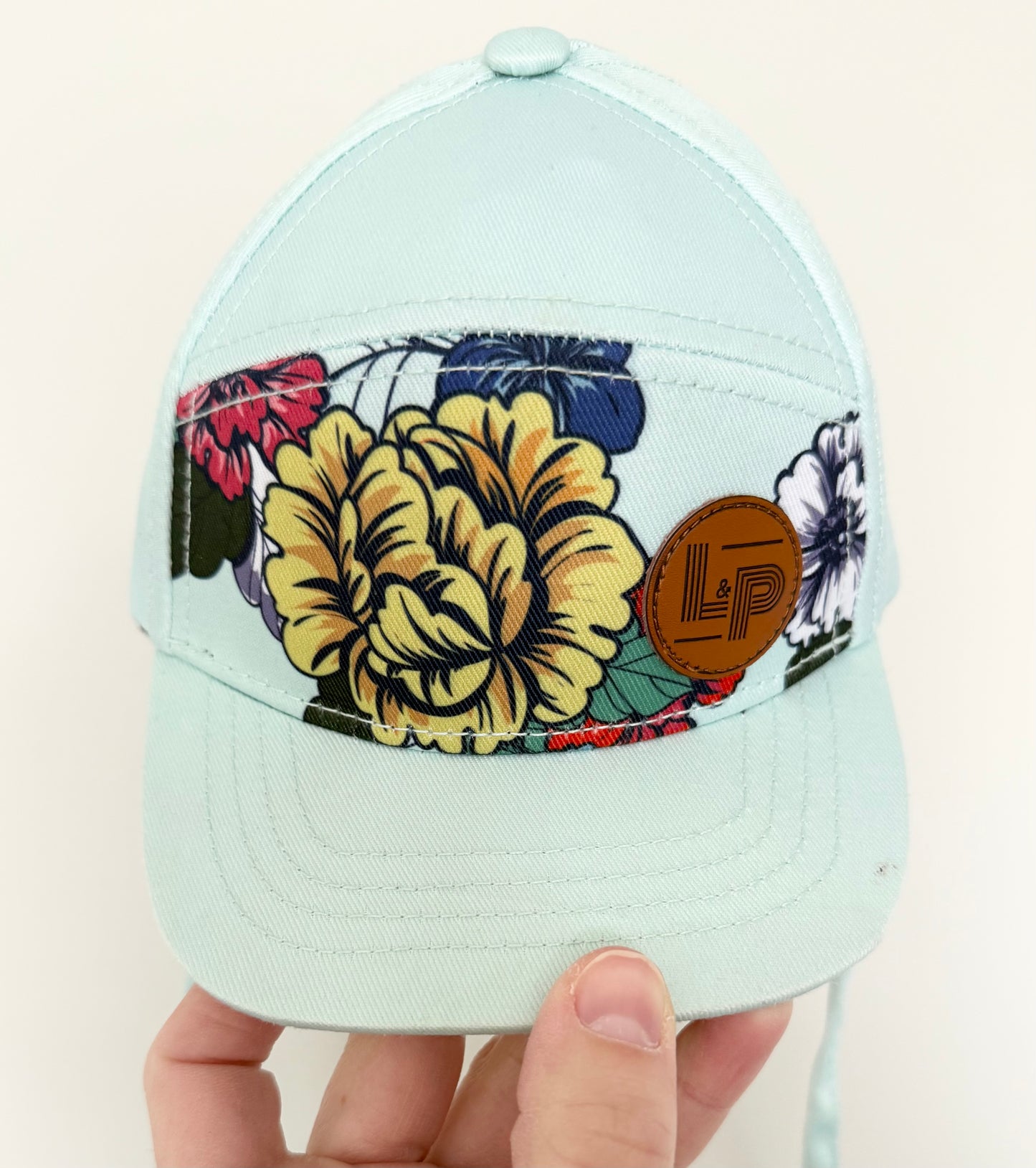 LP Apparel Light Blue Floral SnapBack Hat - Tie Up (0-6 Months)