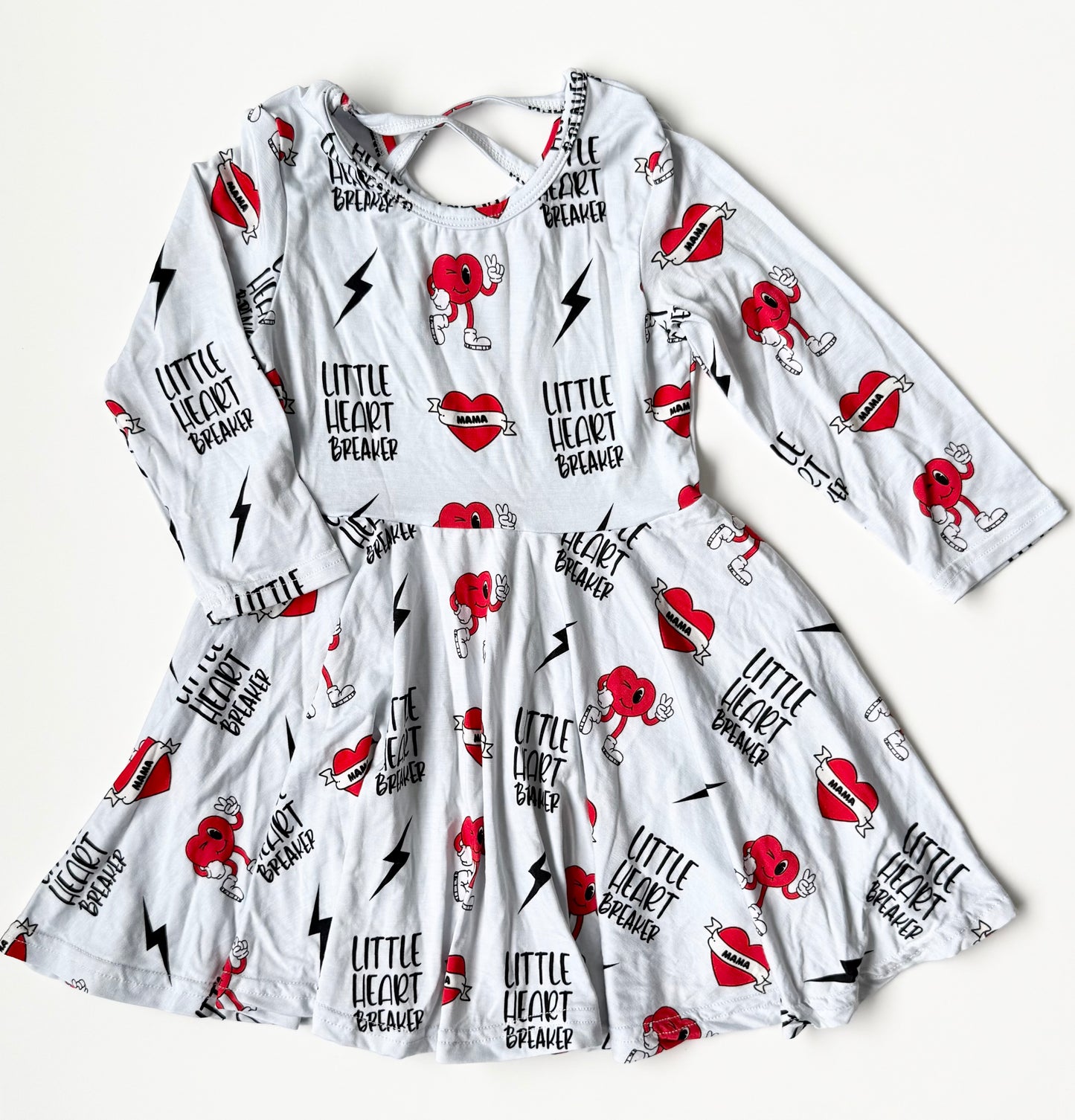 Little Beau Co White “Little Heart Breaker” Rebel Long Sleeve Dress (2T)