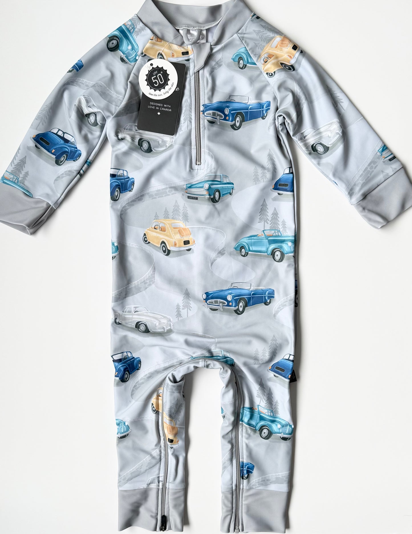 Honeysuckle Swim Grey “Sea Me Rollin’” Full Coverage Sunsuit - New (18-24 Months)