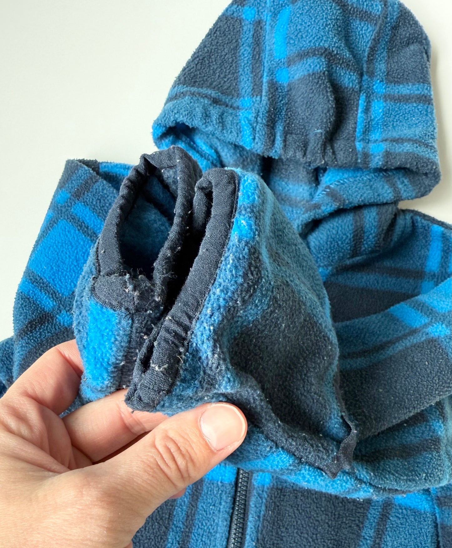 Columbia Blue Plaid Fleece Bunting Suit (12-18 Months)