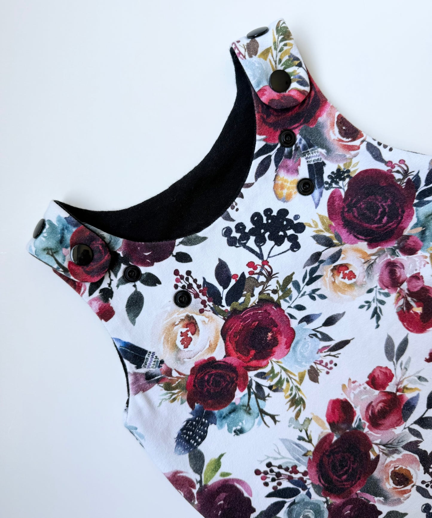 Handmade Dark Floral Sleeveless Jumpsuit (6-18 Months)