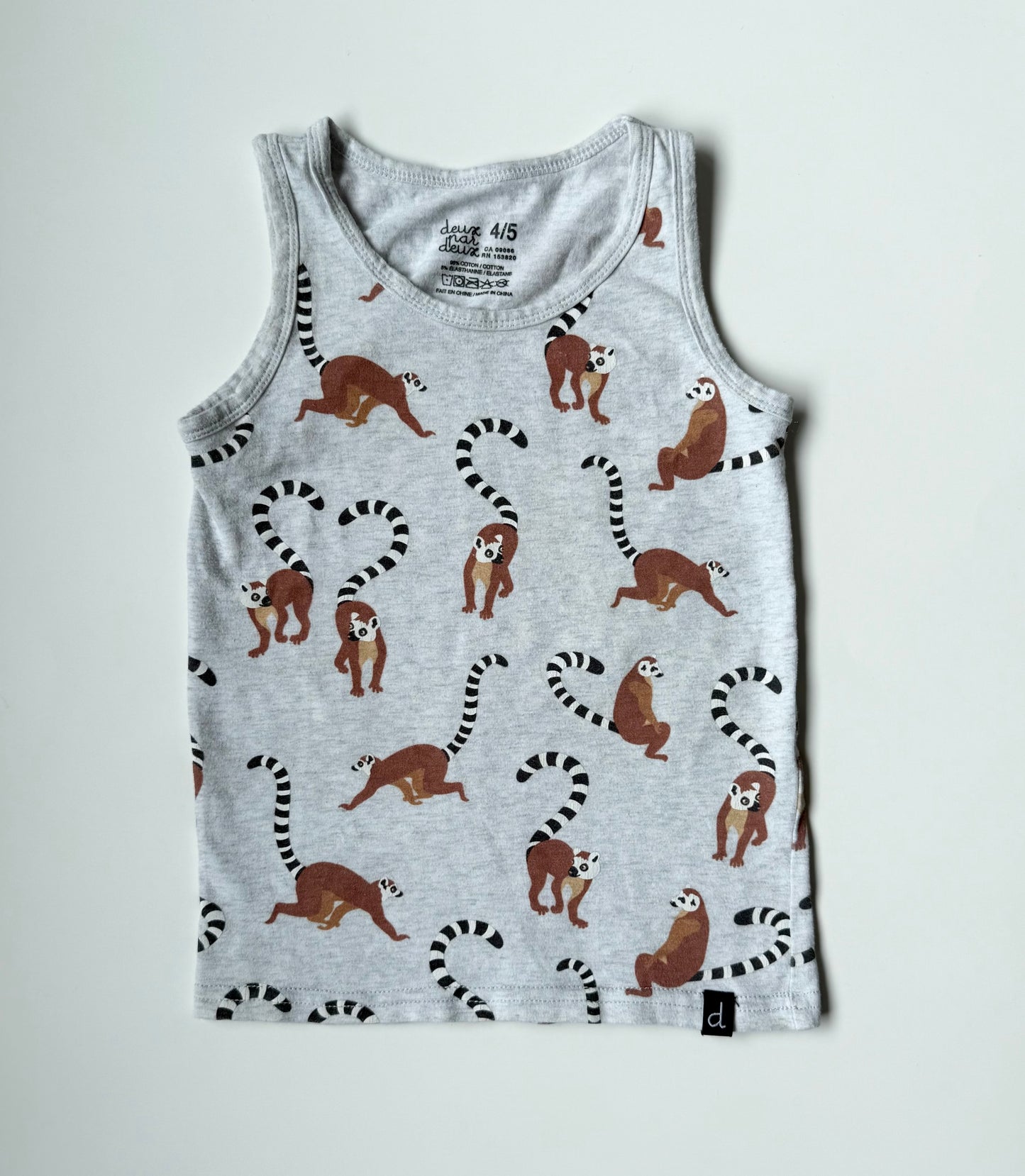 Deux Par Deux Grey Lemurs Tank Top (4/5 Years)