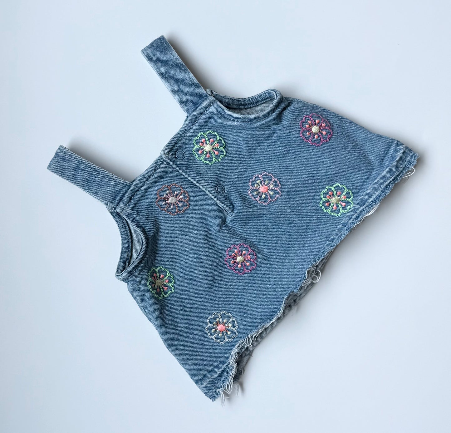 Baby Gap Jean & Neon Embroidered Flowers Cropped Tank Top (3 Years)