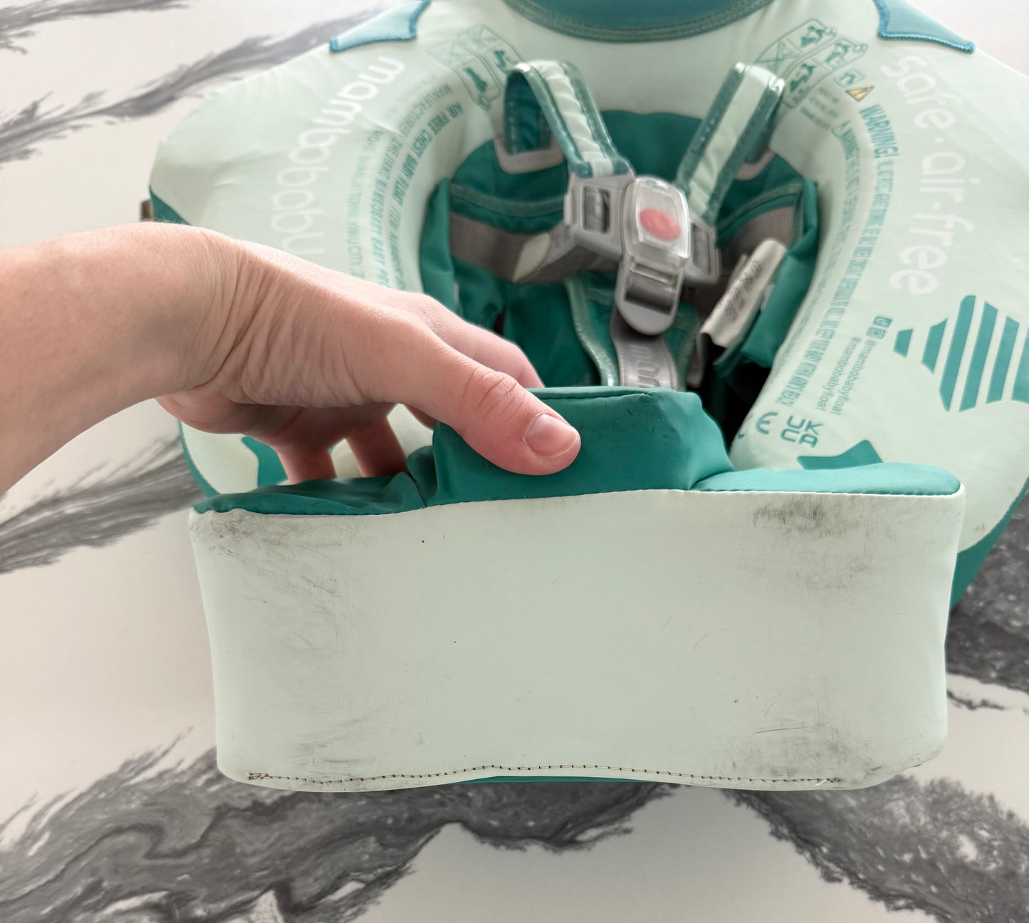 Mambobaby Baby Non-Inflatable Swim Float With Canopy in Airplane Green