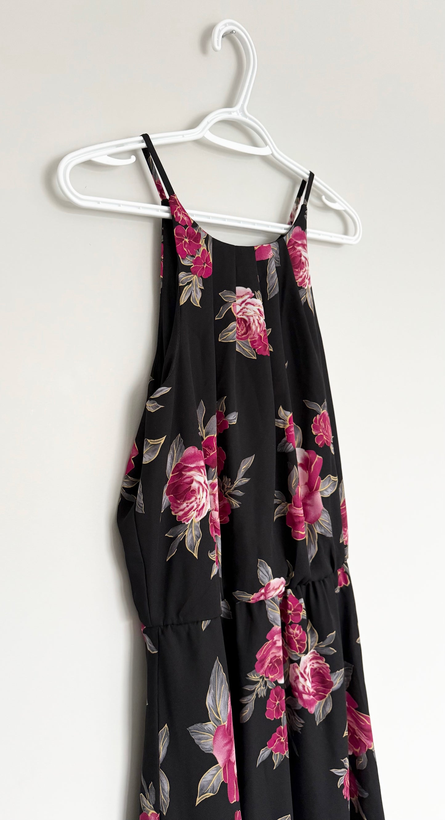 Women’s Eclipse Black Floral Flowy Dress (Large)