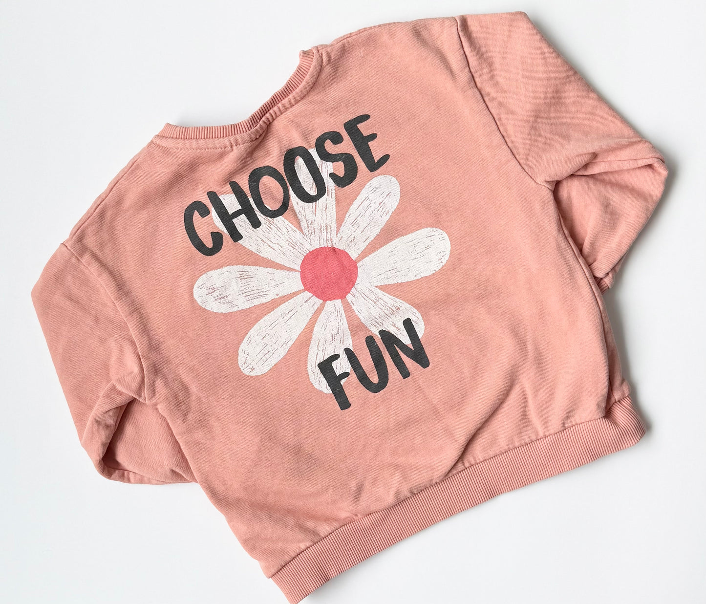Zara Pink Daisy “Choose Fun” Crewneck Sweater (4-5 Years)