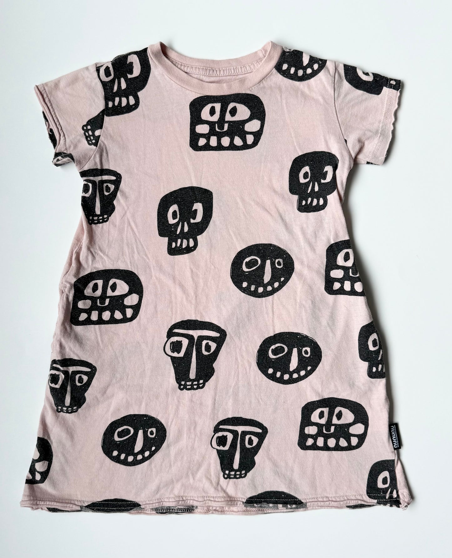 Nununu Pink & Black Skulls T-Shirt Dress (3-4 Years)