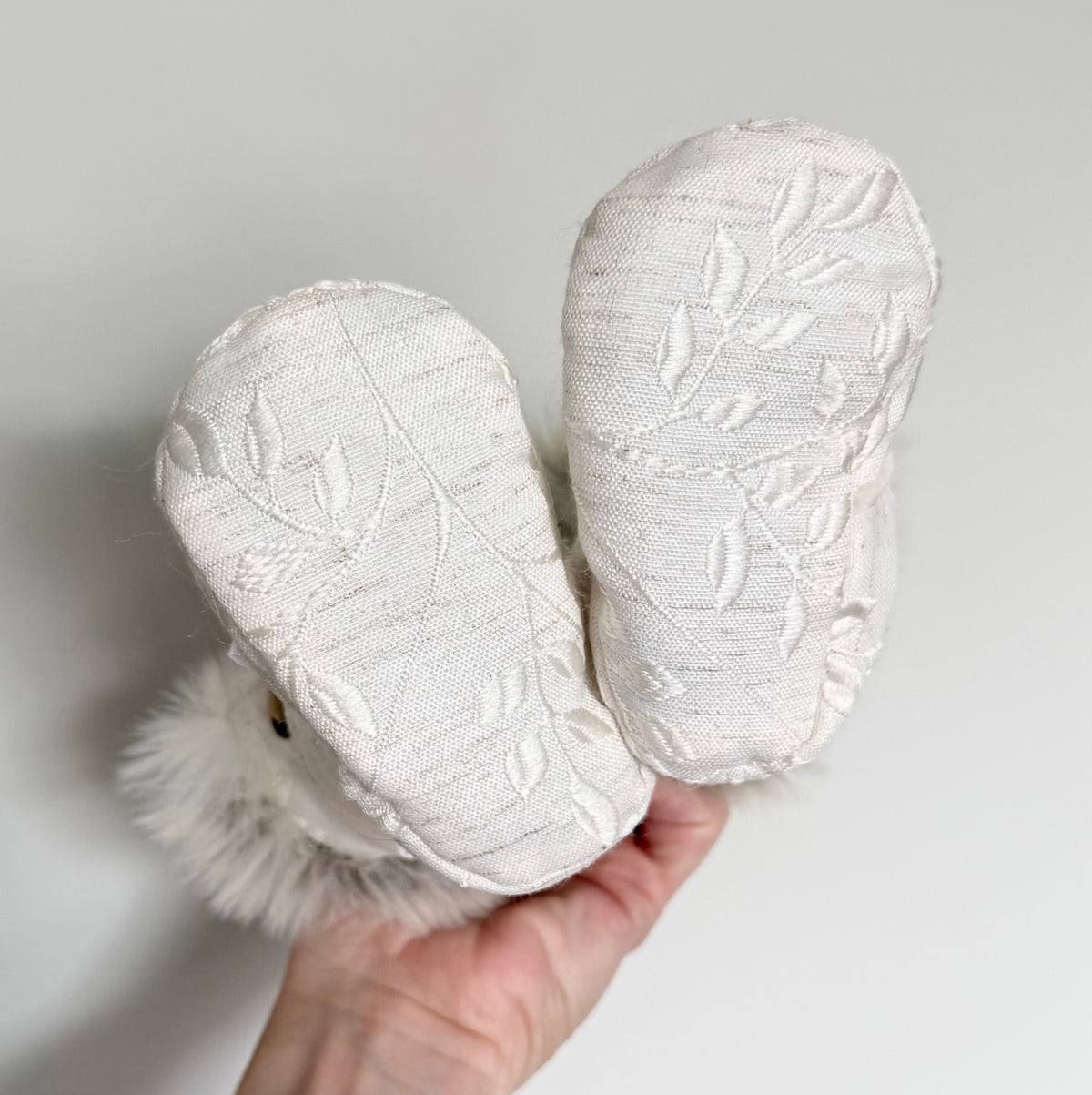 Oaks & Sparrow Co. Fur Cream Embroidered Lace Up Booties (2)