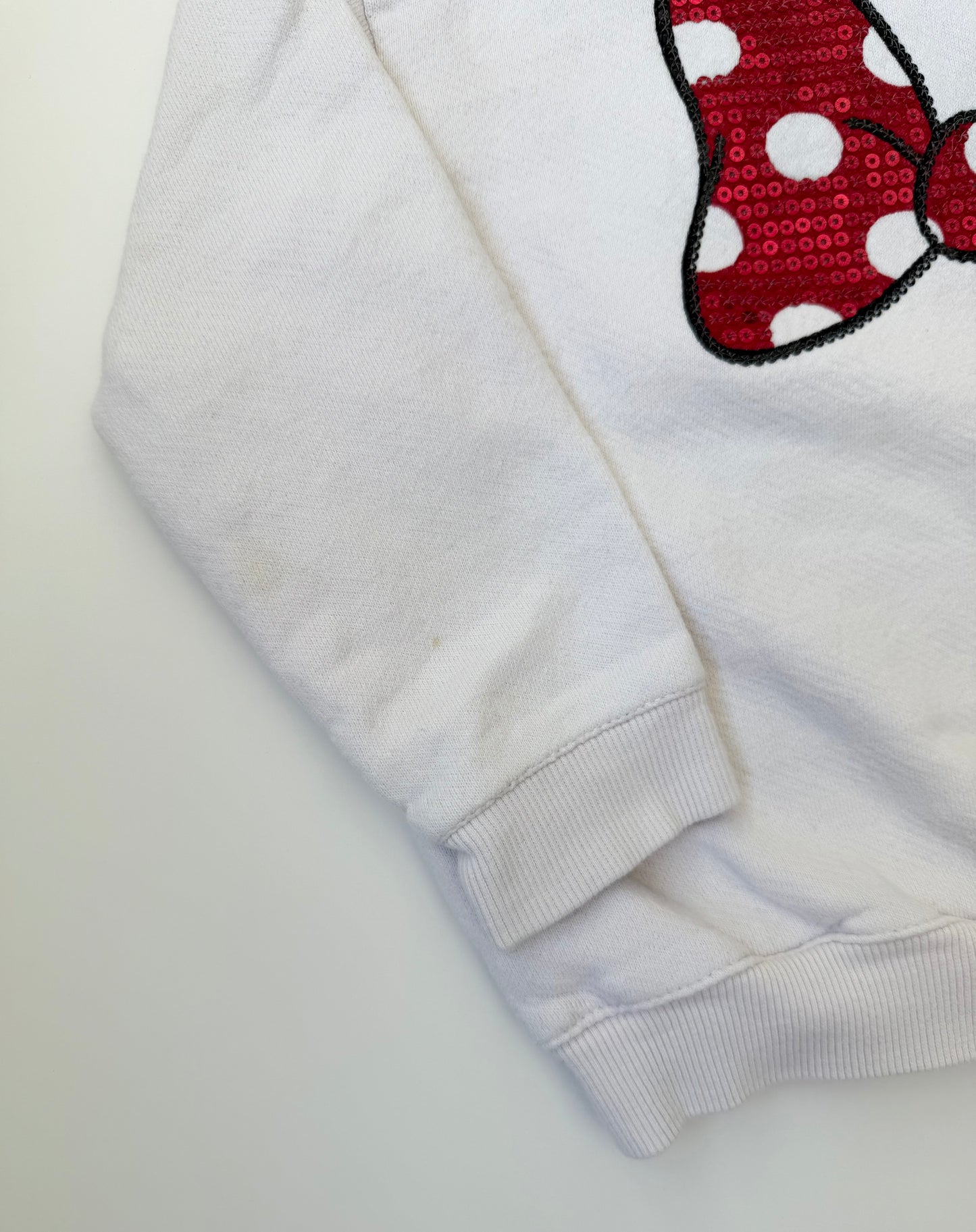 Zara Disney Light Pink & Red Sparkle Bow Minnie Mouse Crewneck (3/4 Years)