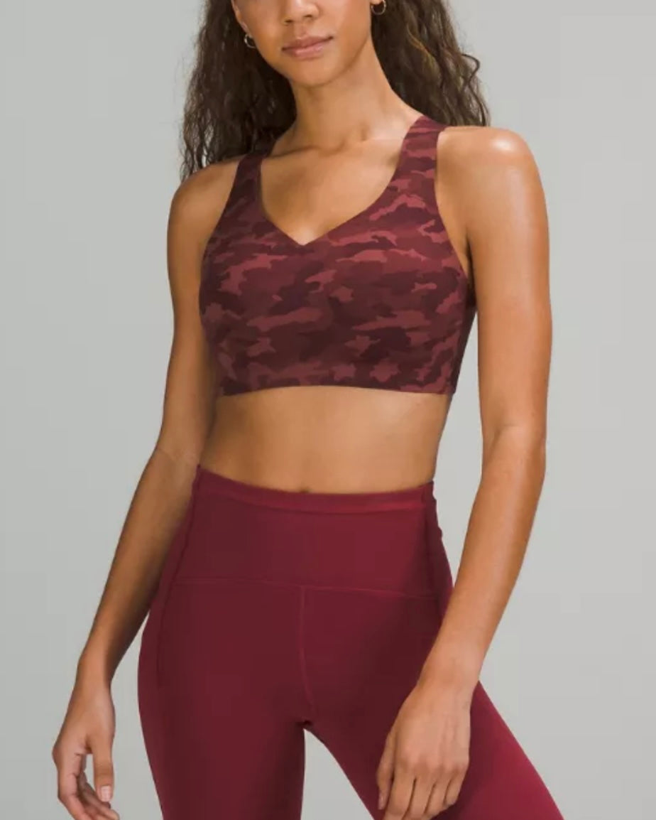 Women’s Lululemon Enlite Bra Weave Back High Support in Heritage 365 Camo Mini Smoky Red (32DD)