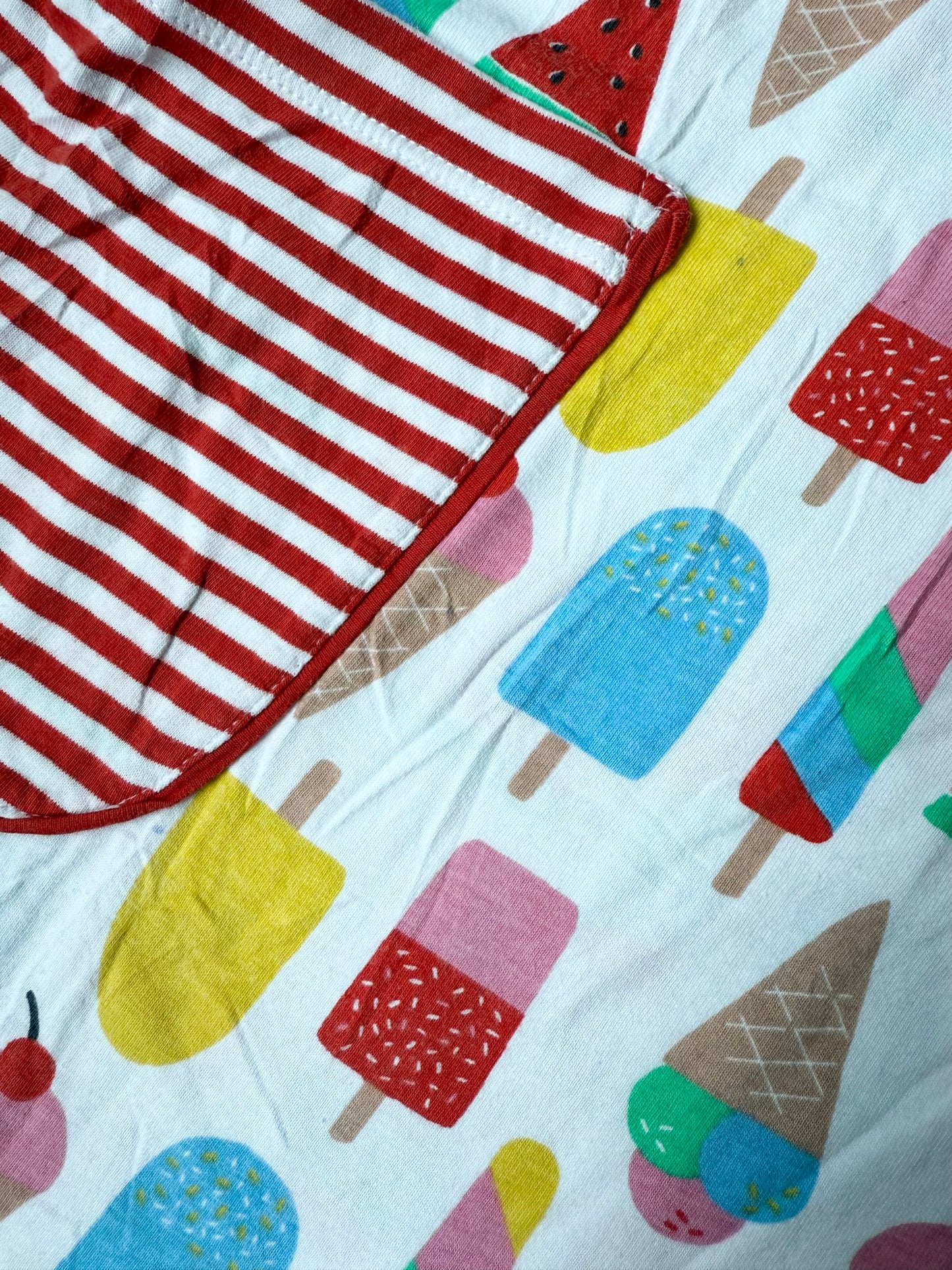 Mini Boden Colourful Ice Cream & Stripped Pocket T-Shirt Dress (7-8 Years)