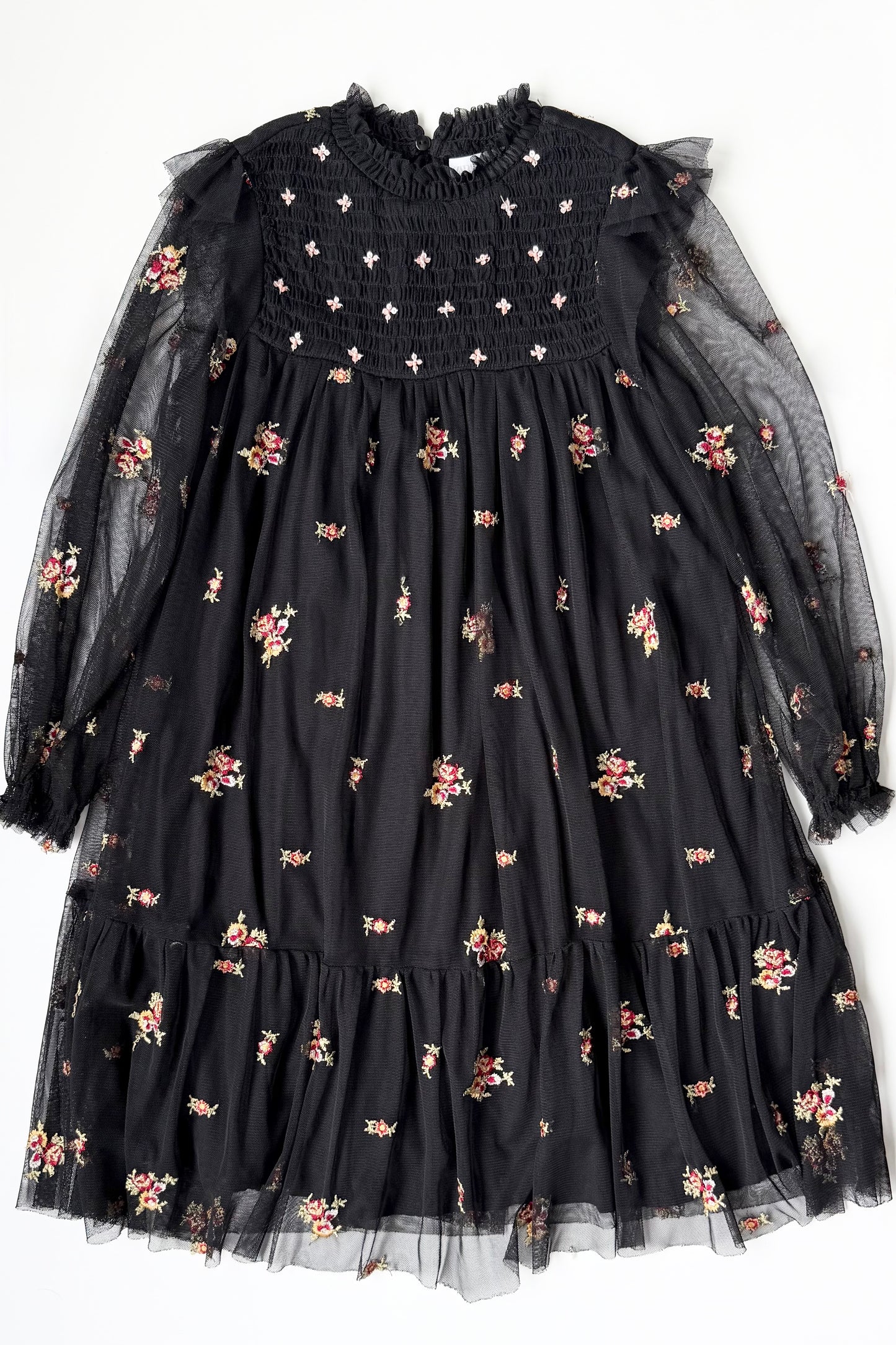 Zara Black Floral Tulle Dress (7 Years)