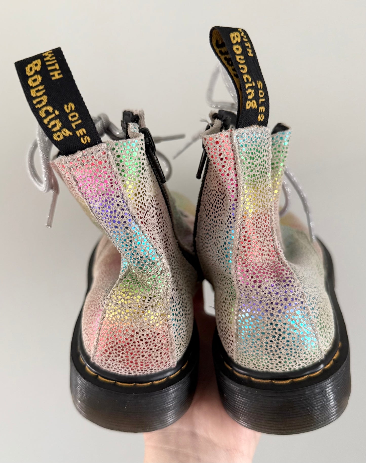 Dr. Martens 1460 Pascal Iridescent Multi Kidray Lace Up Boots (US1)