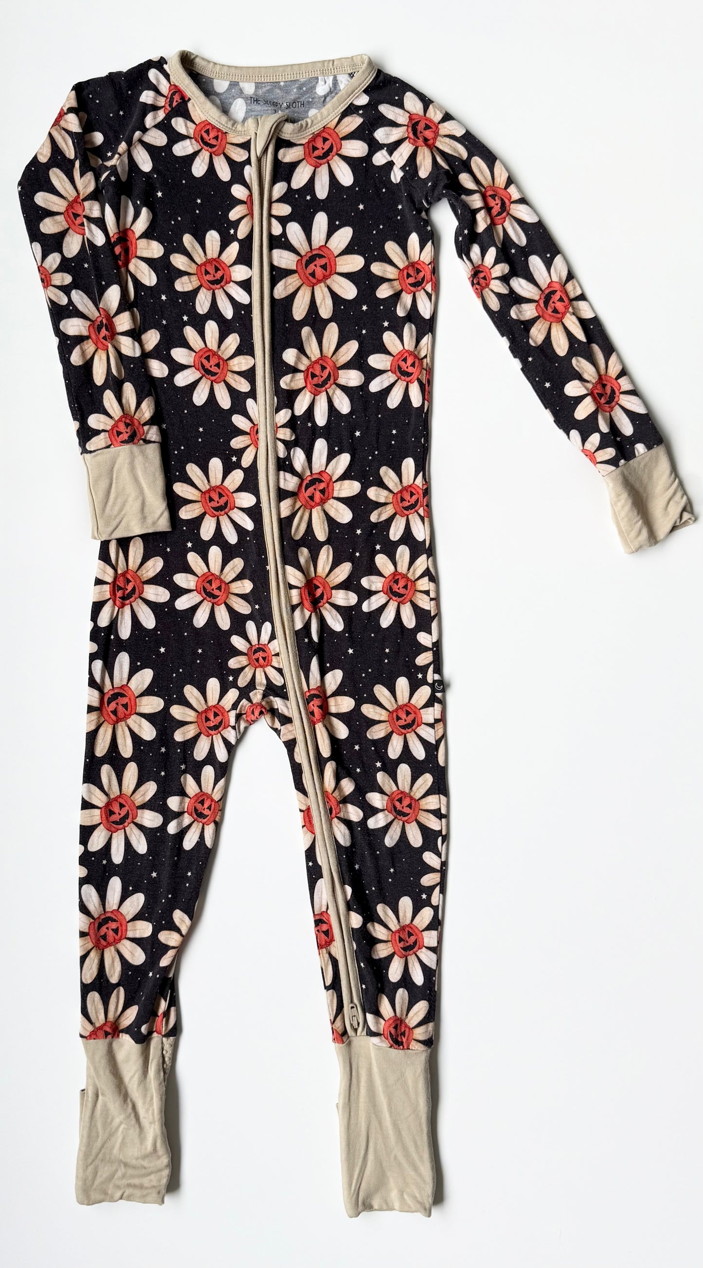 The Sleepy Sloth Halloween Gourdgeous Blooms Sleeper Romper (3T)