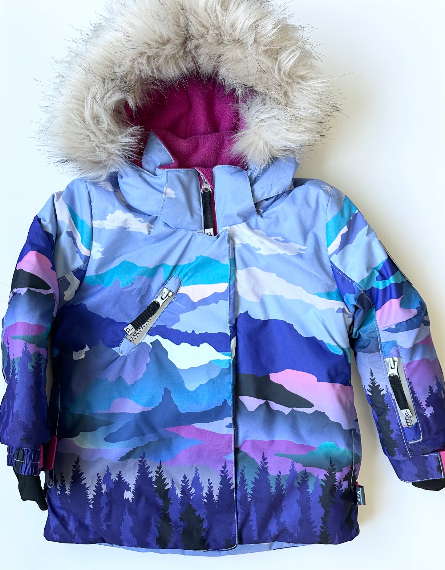 Deux Par Deux Winter Solstice Printed Faux Fur-Trim Winter Jacket (2T)