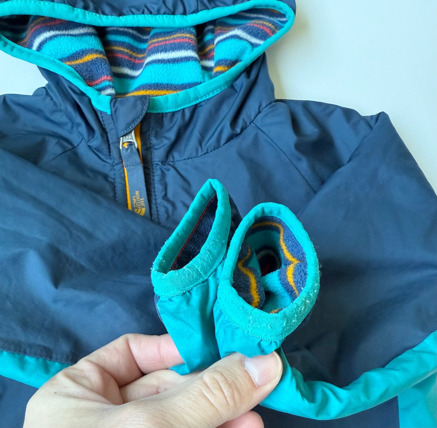 The North Face Blue Stripped Reversible Breezeway Fall Jacket (18-24 Months)