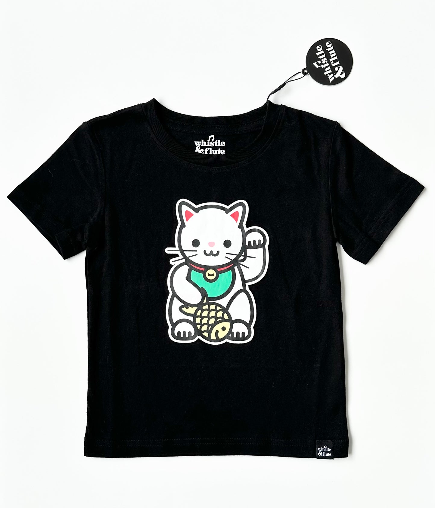 Whistle & Flute Lucky Cat Black T-Shirt (3-4 Years) - New
