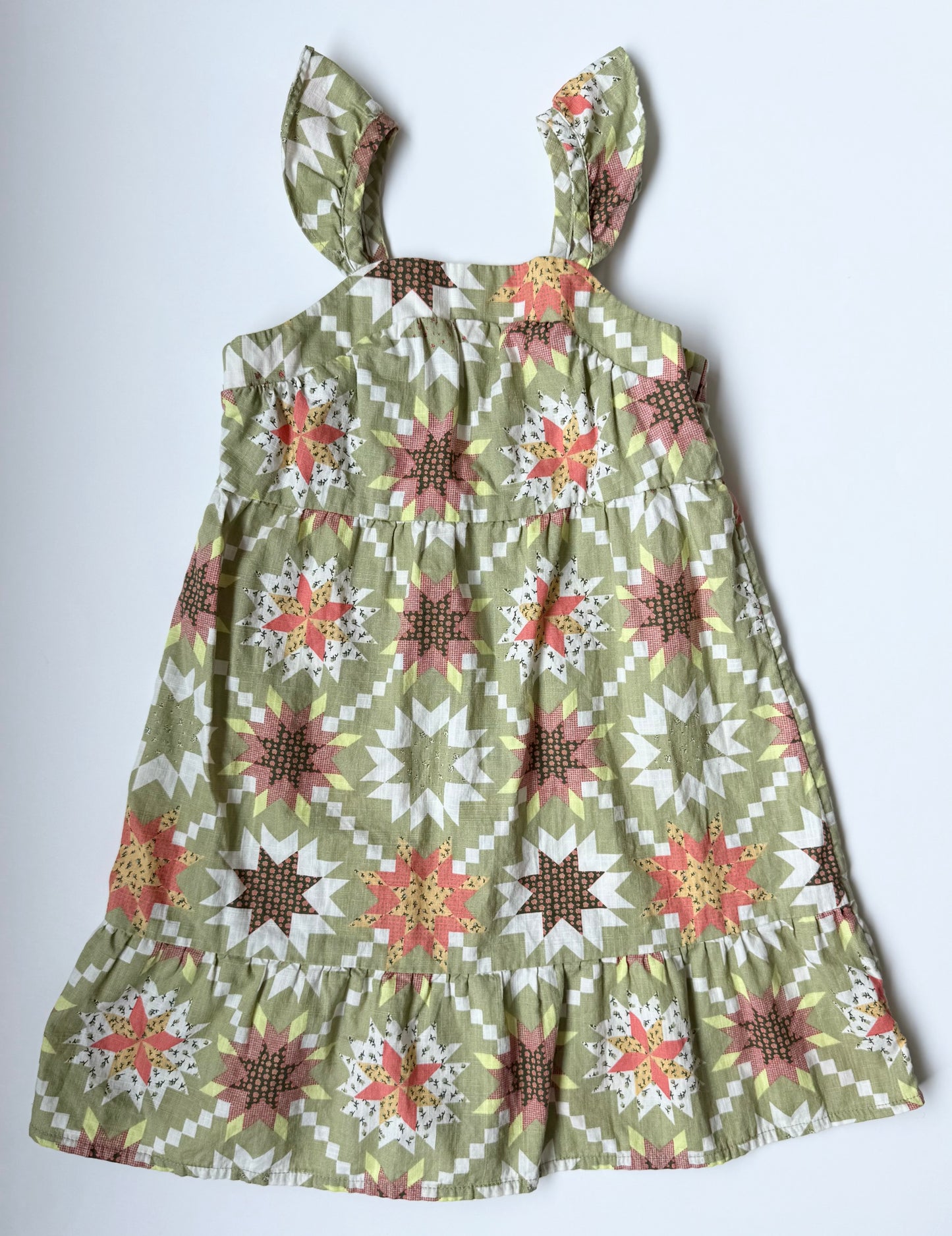 Cat & Jack Green Geometrical Tank Dress (2T)