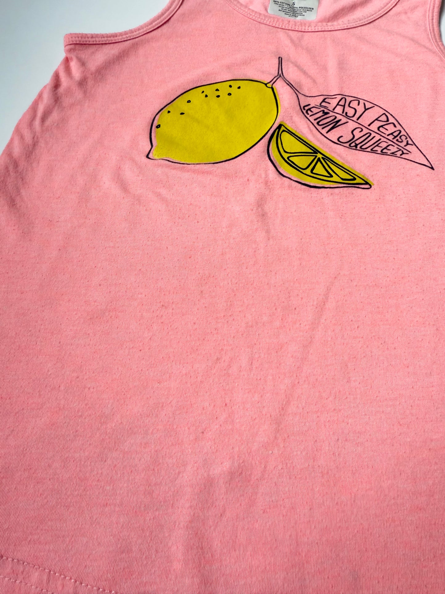 Little Orchard Bright Pink “Lemon Squeezy” Tank Top (5T)