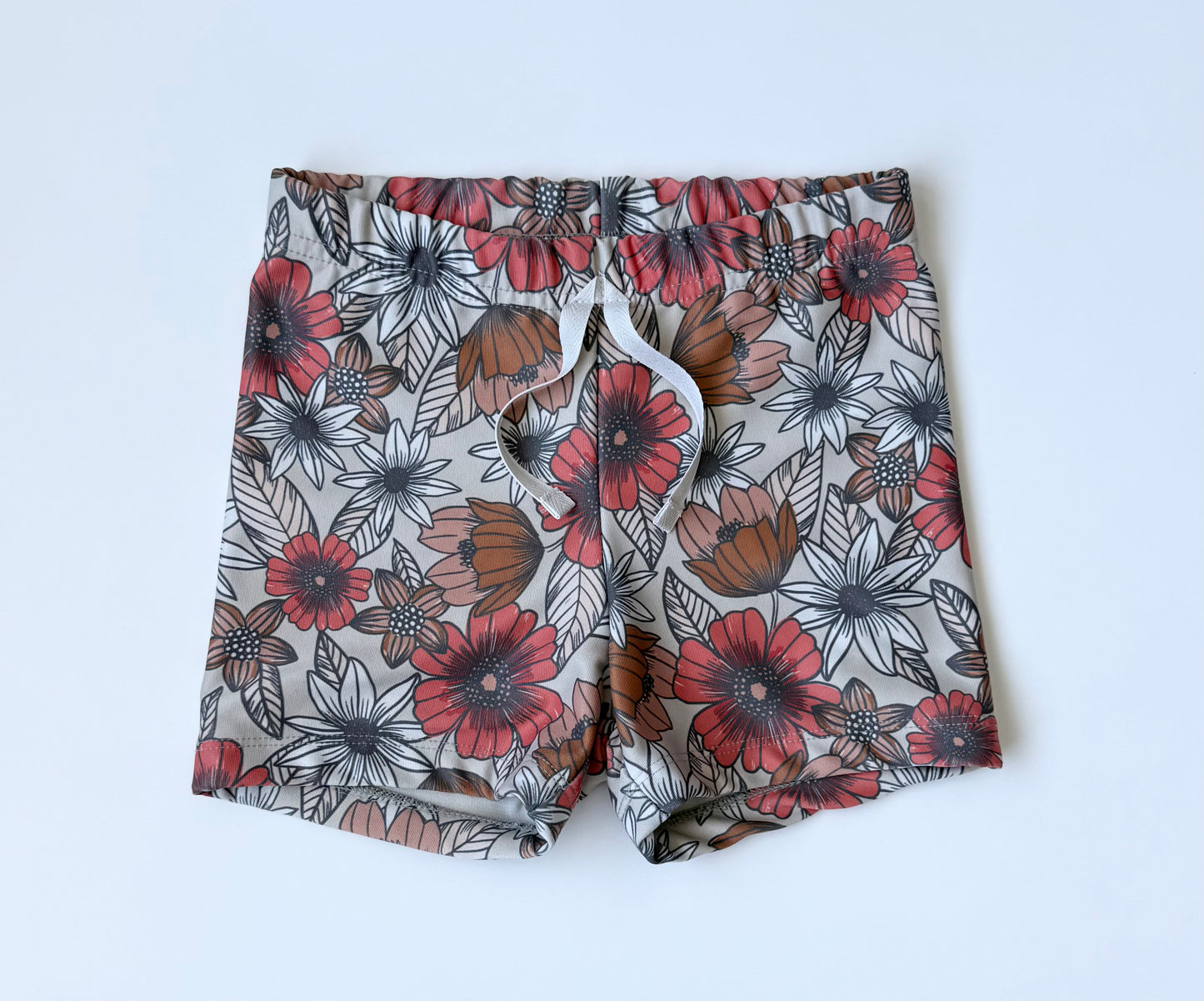Imagine Perry Antique Orange Floral Swim Shorts (3/4 Years)