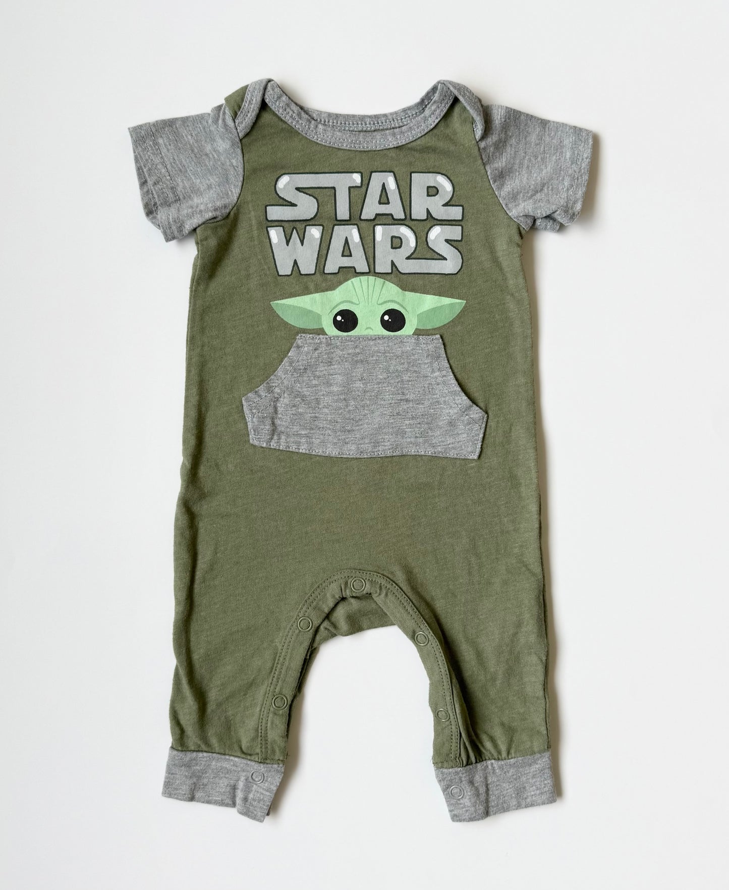 Star Wars Green Grogu T-Shirt Jumpsuit (0-3 Months)
