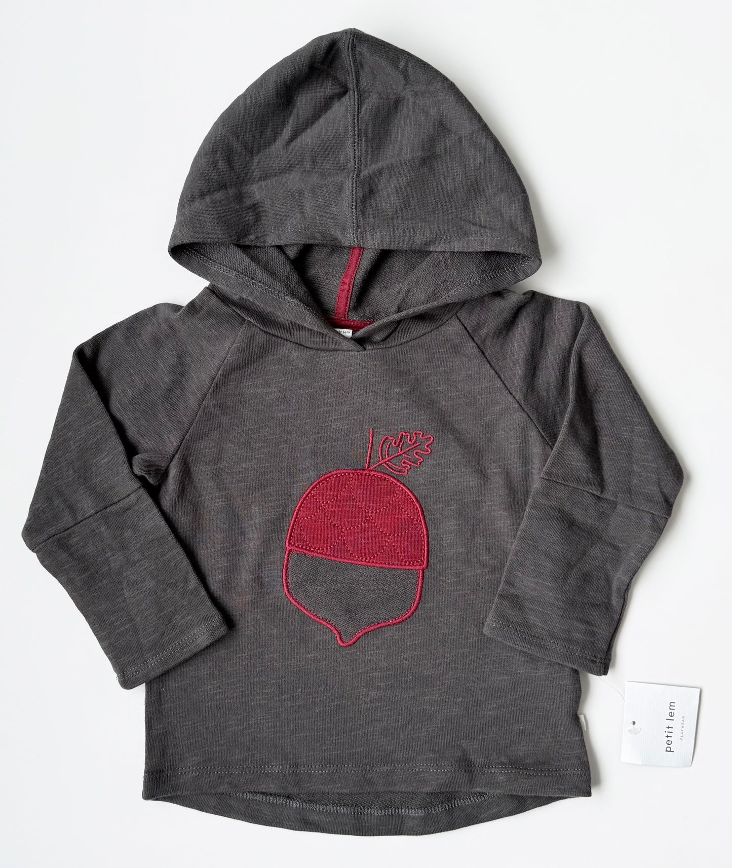 Petit Lem Dark Grey Acorn Hoodie - New (24 Months)