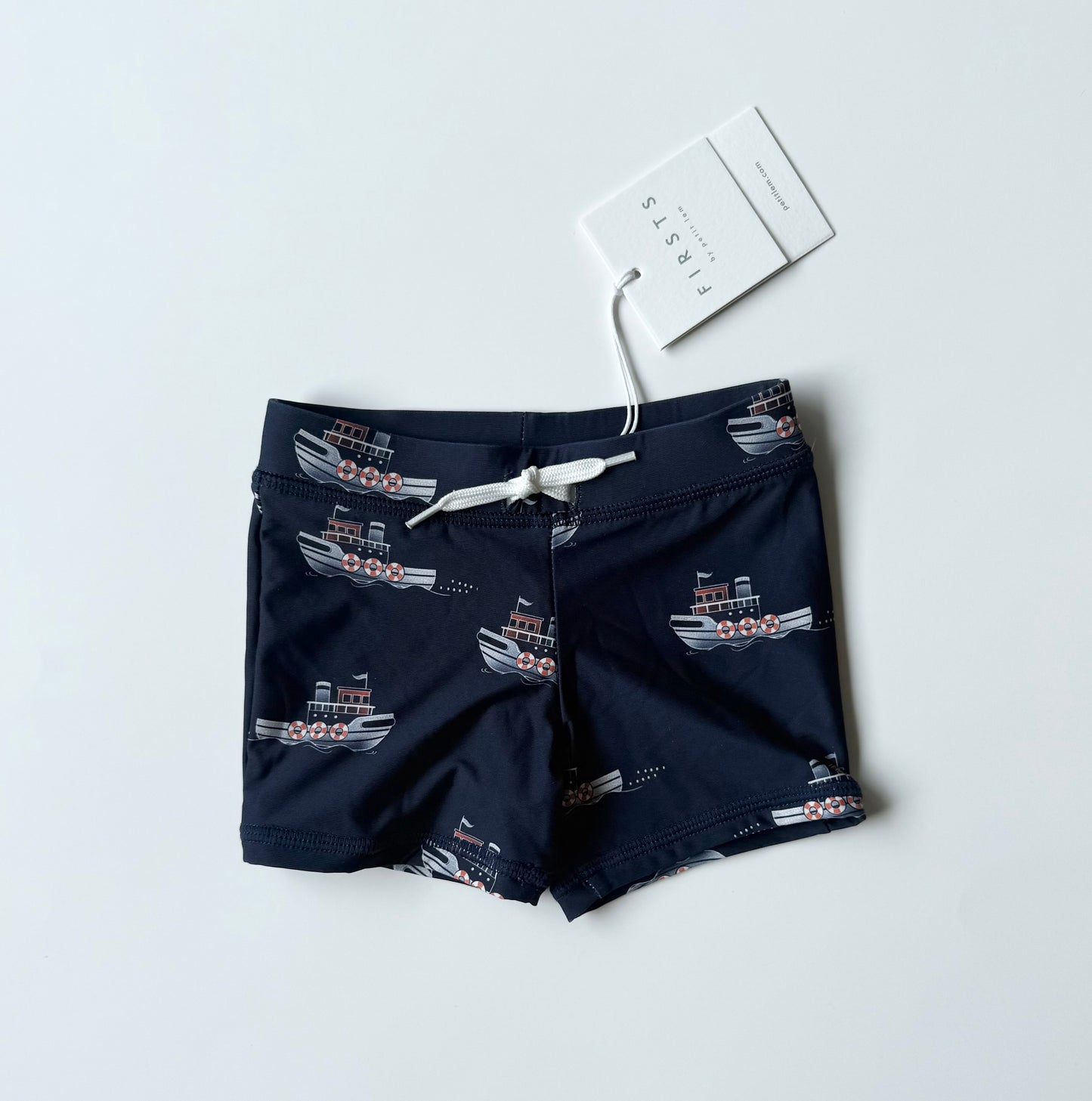 Firsts by Petit Lem Navy Boat Swim Shorts - New (6-12 Months)