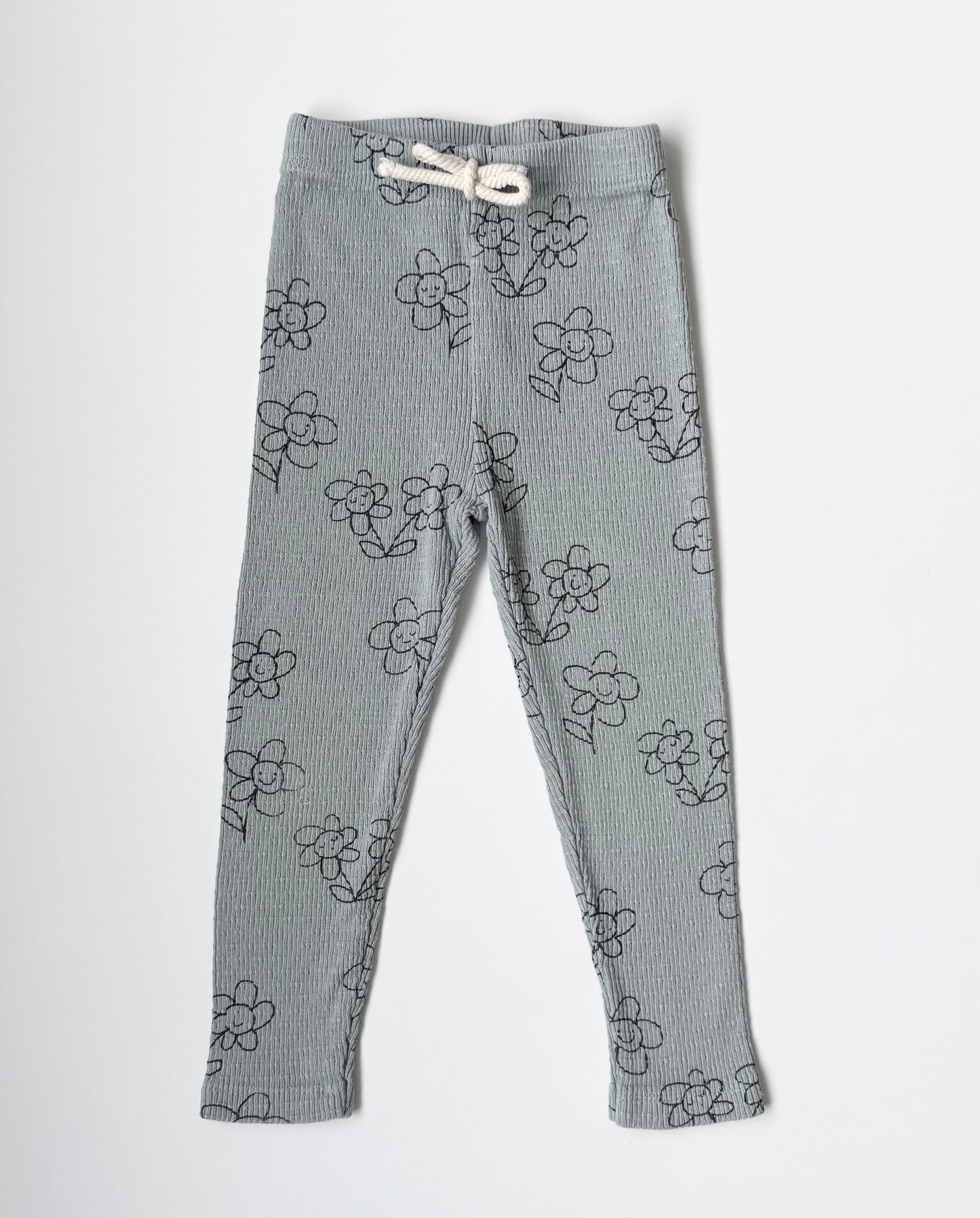 Zara Blue Outline Flowers Textured Leggings (2-3 Years)