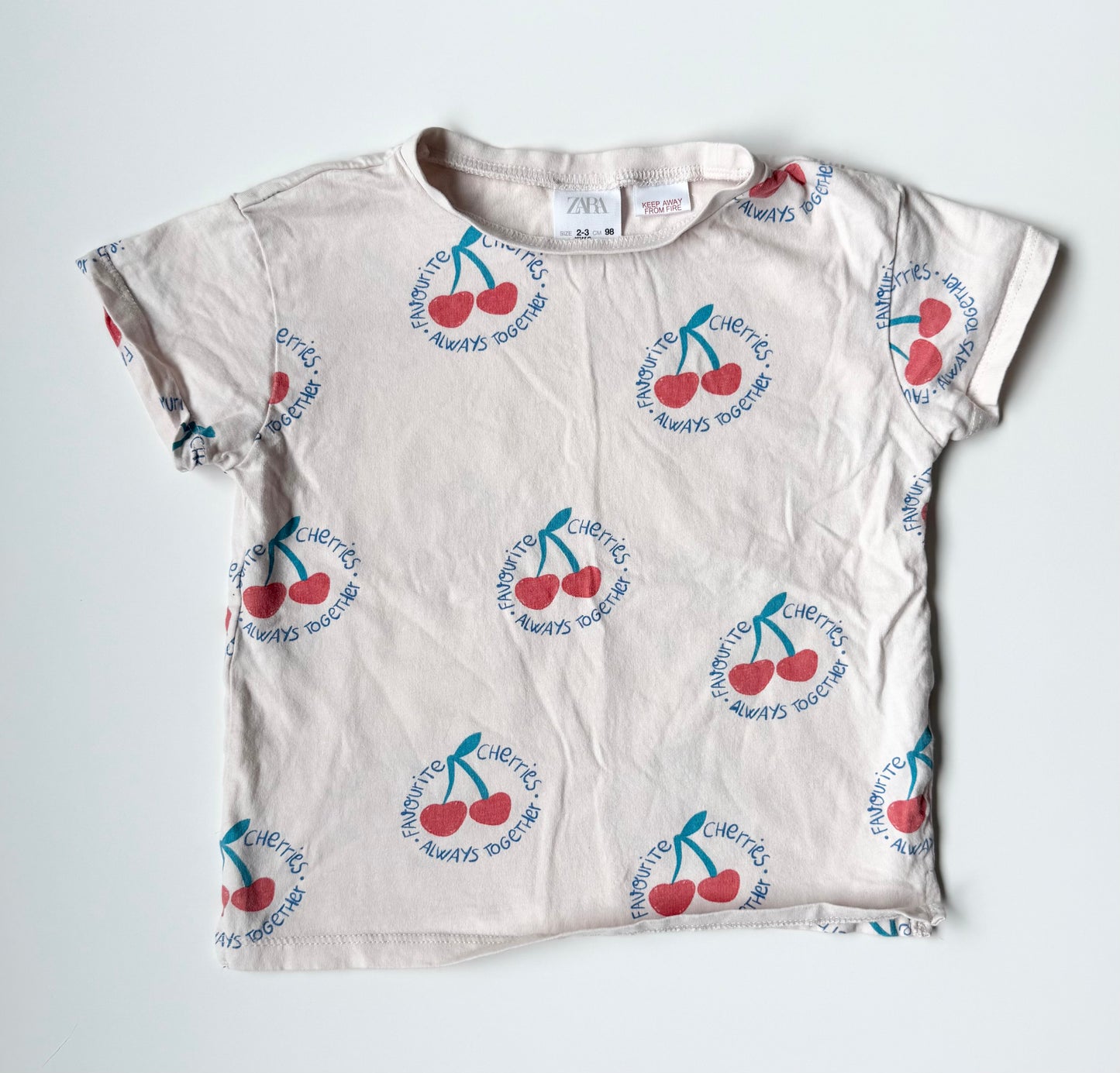 Zara Light Pink Cherries T-Shirt (2-3 Years)
