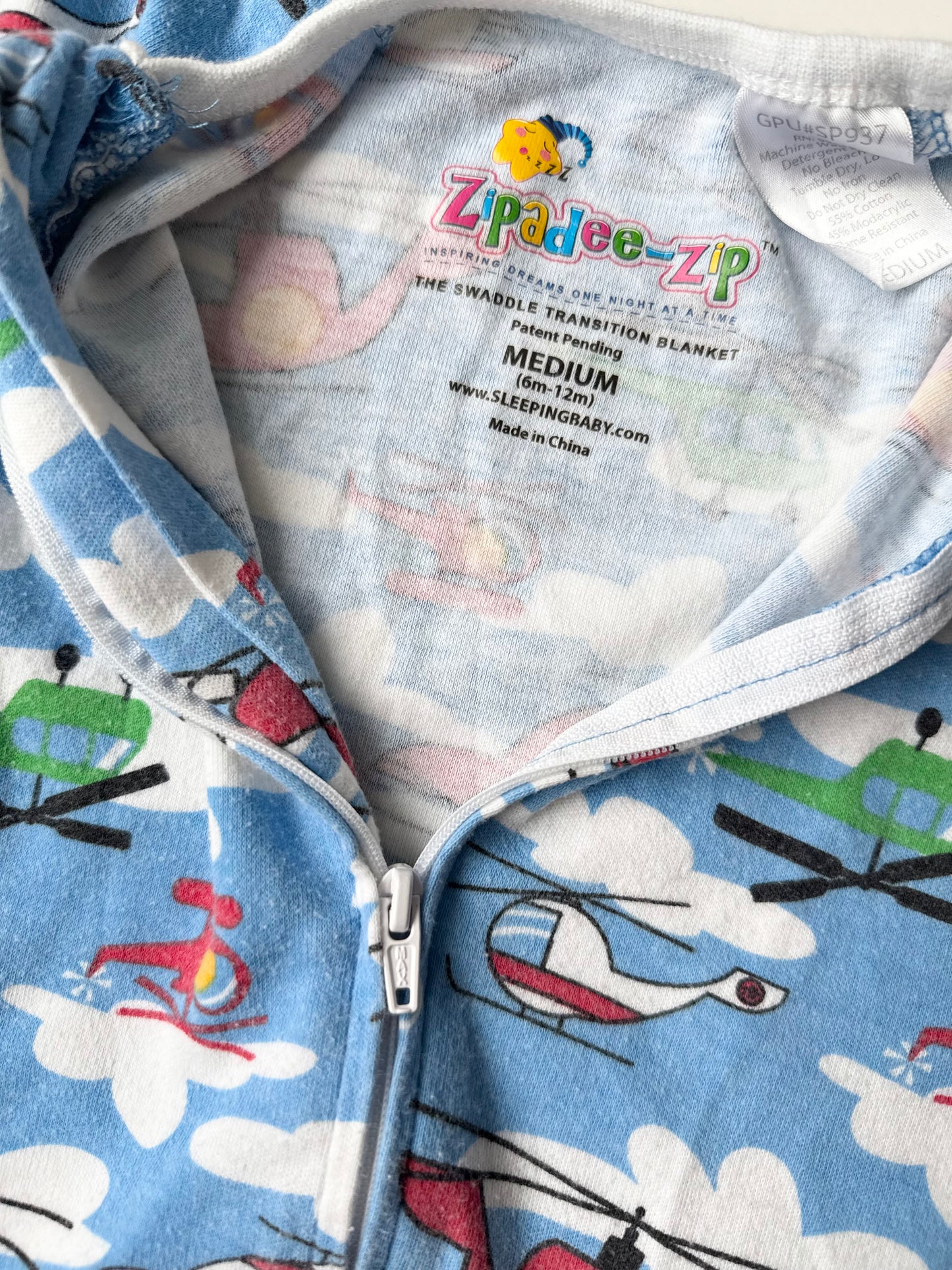 Zipadee-Zip Blue Helicopters Swaddle Transition Blanket (6-12 Months)