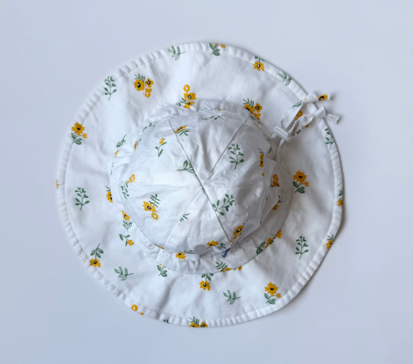 Jan & Jul White & Dainty Floral Sun Hat (0-6 Months - Small)