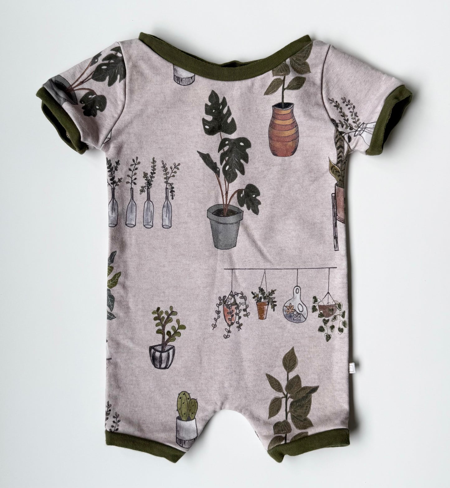 Little Finley Dark Green Gardening Shorty Romper (0-6 Months)