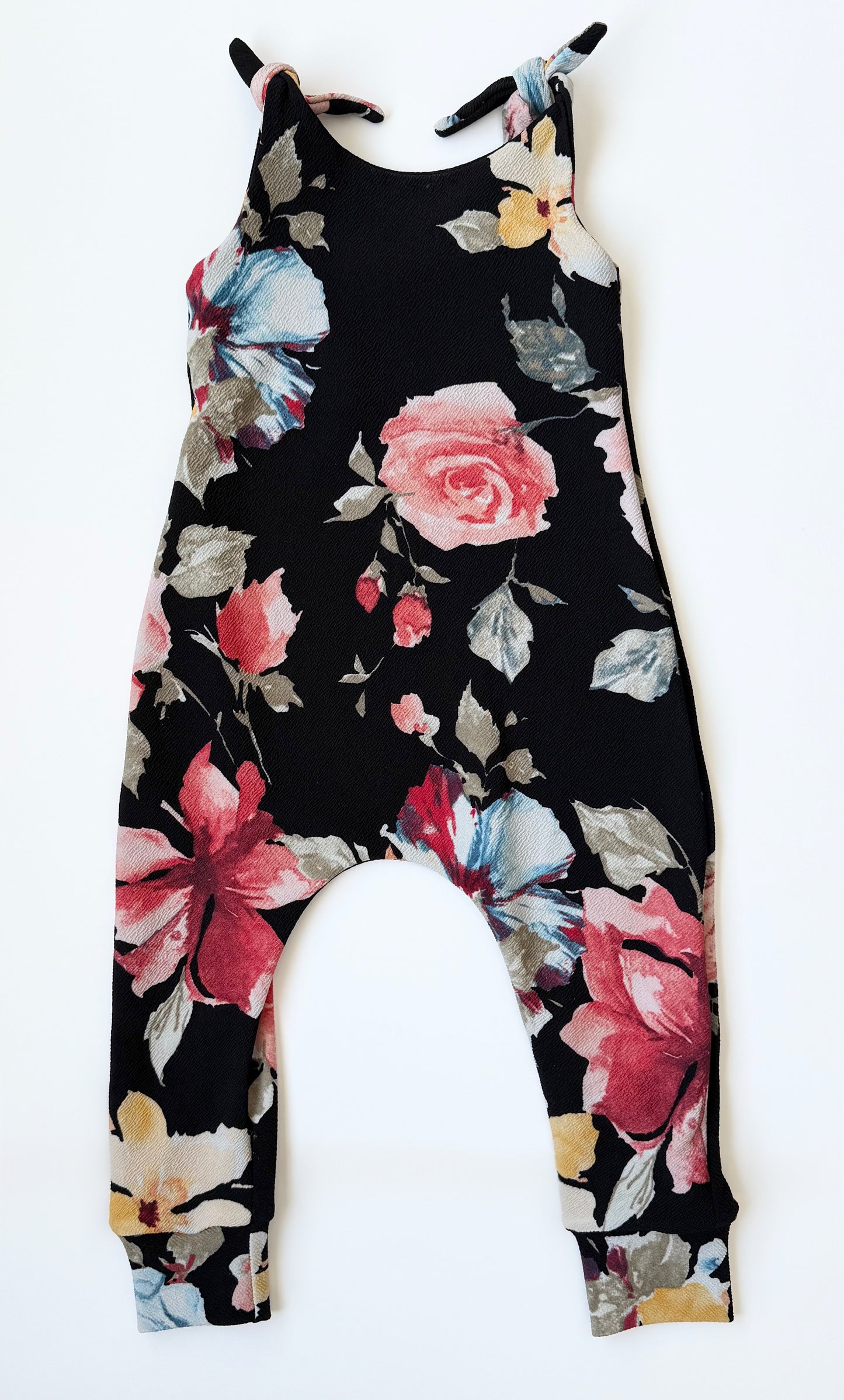 Alvina Sewing Handmade Dark Floral Tie Up Romper (3T)