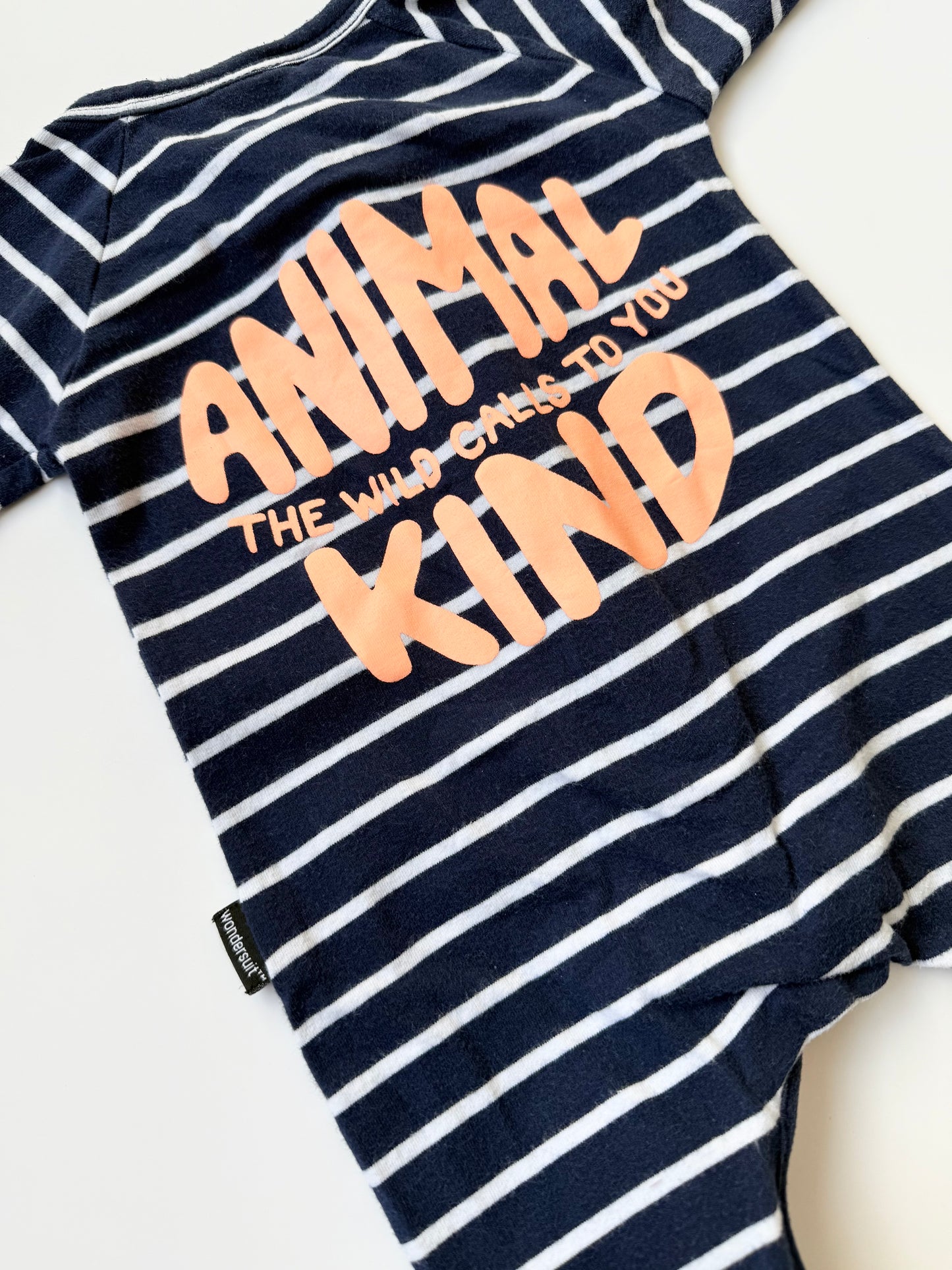 Bonds Wondersuit Blue & White Stripped Panda Sleeper Romper (0-3 Months)