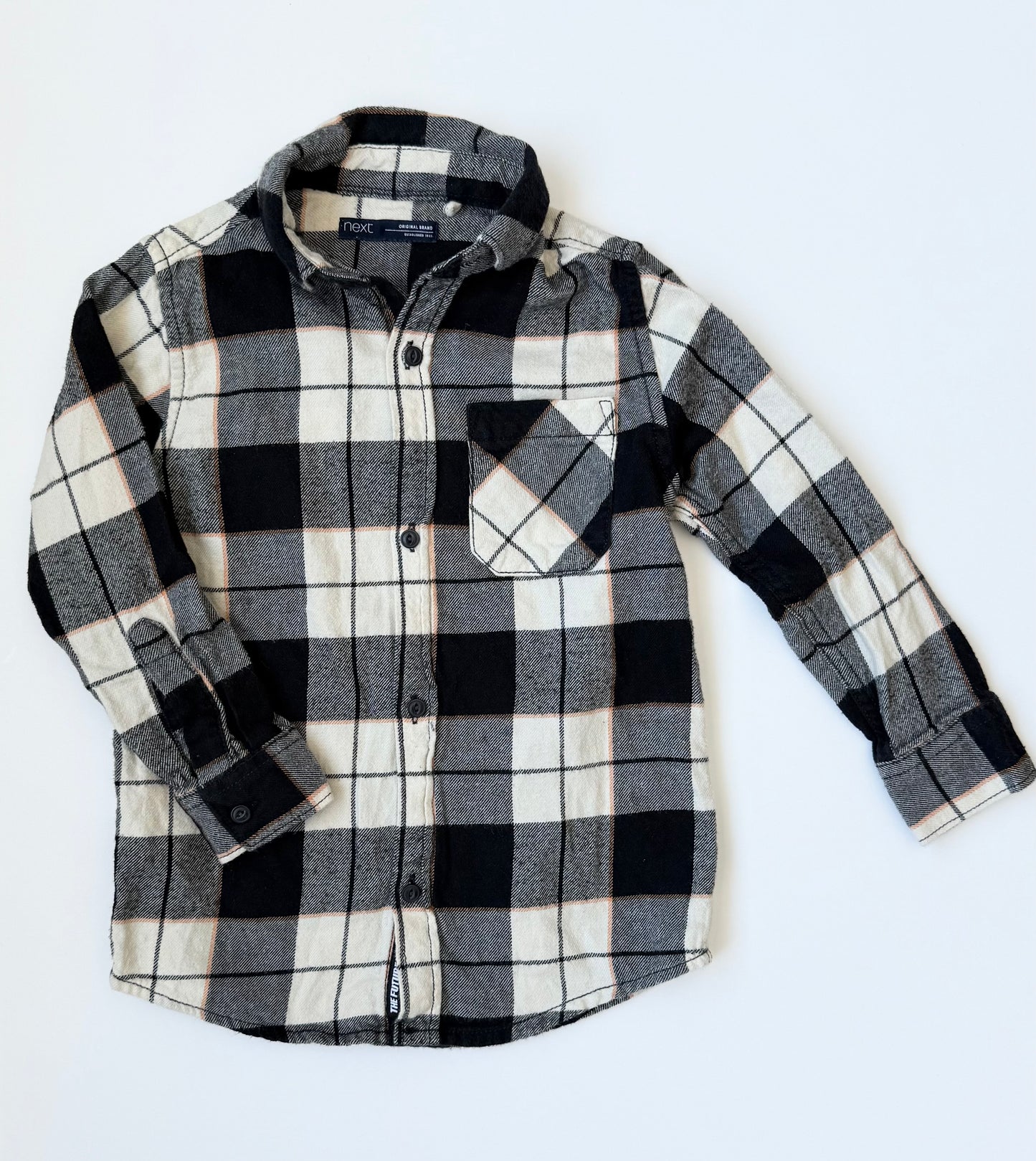 Next Black/Orange Plaid Long Sleeve Button Up (3 Years)