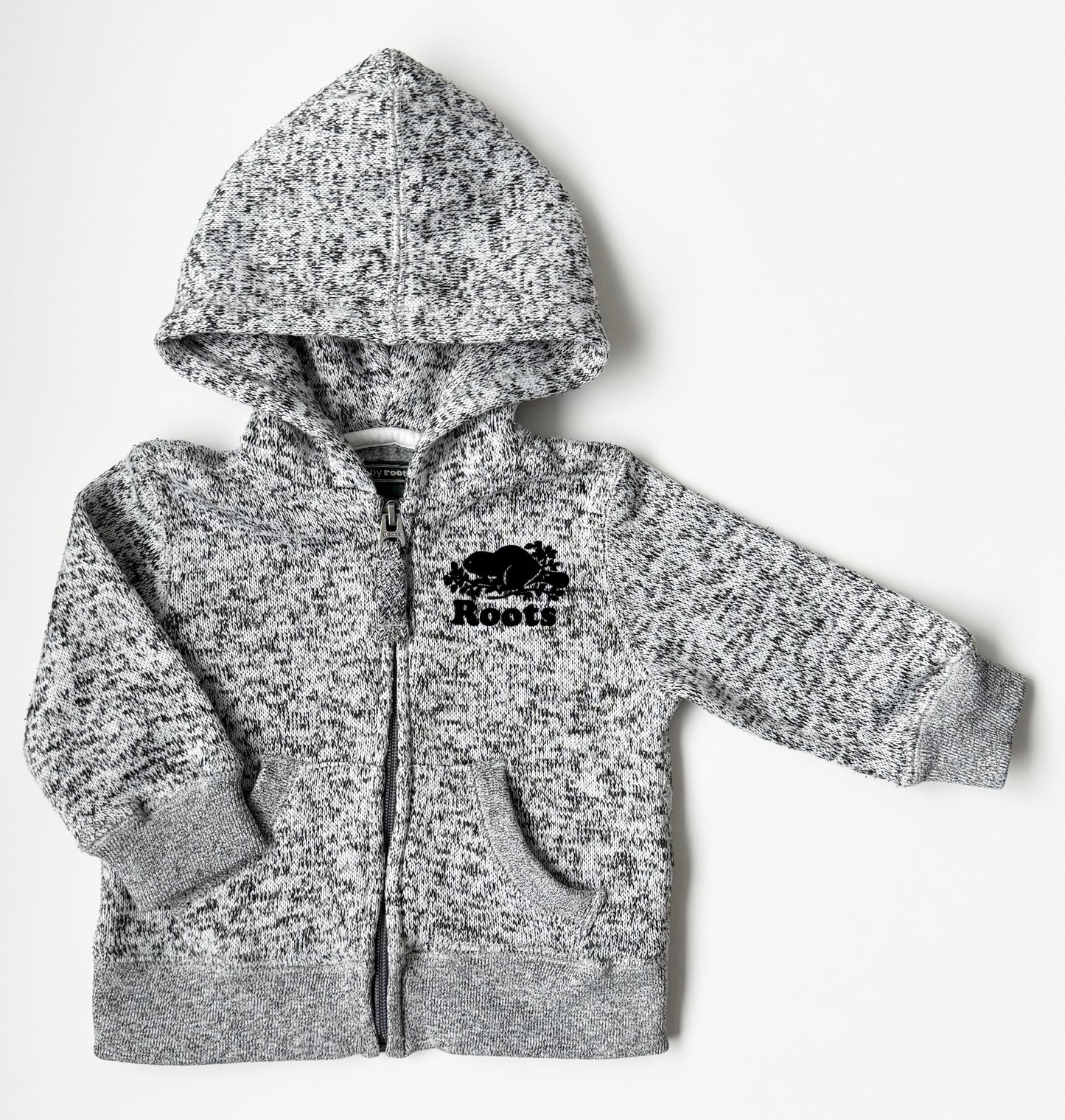 Roots Baby Black & White Zip Up Hoodie (6-12 Months)