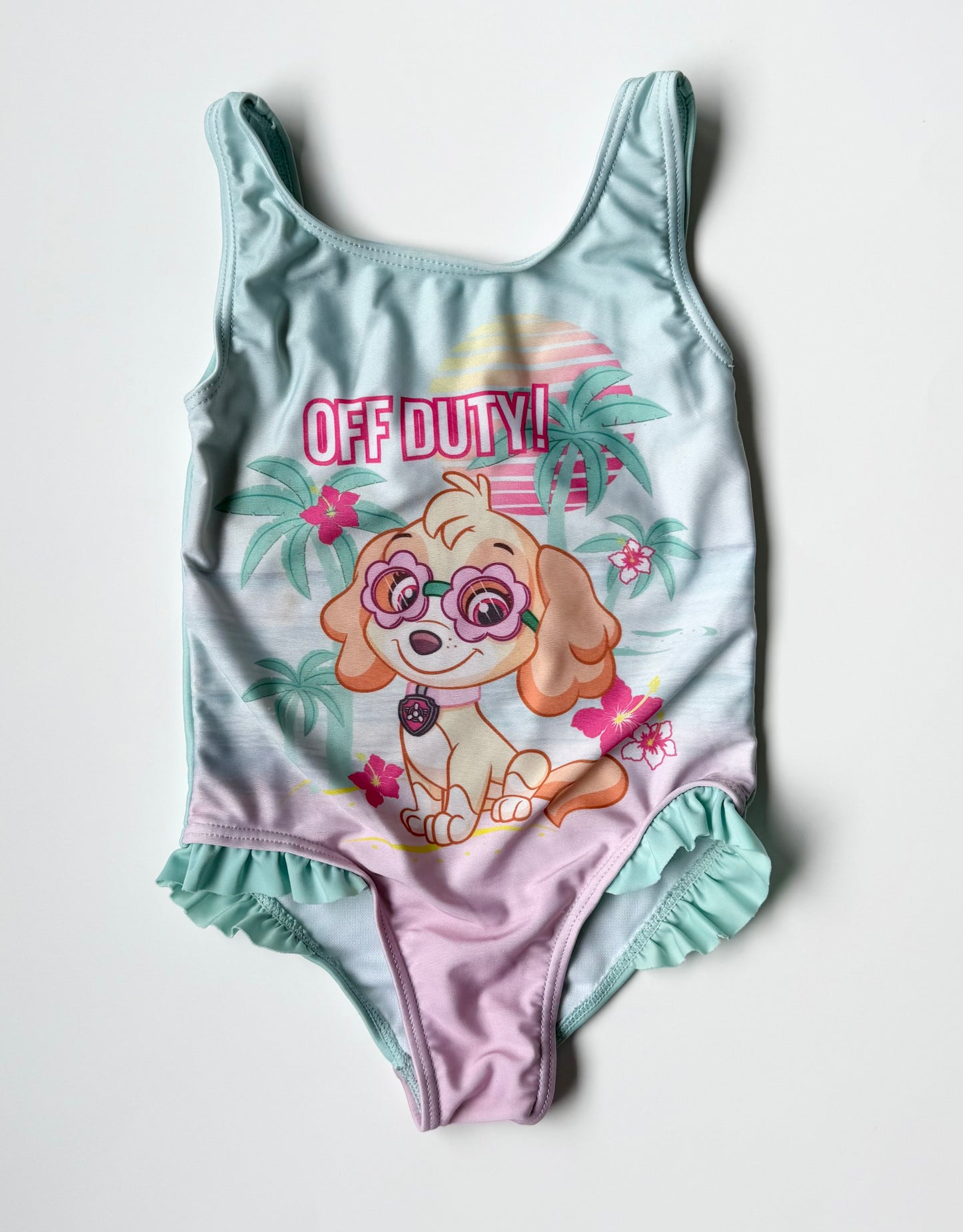 Nickelodeon Paw Patrol Light Blue Skye “Off Duty” One Piece Swimsuit (5T)