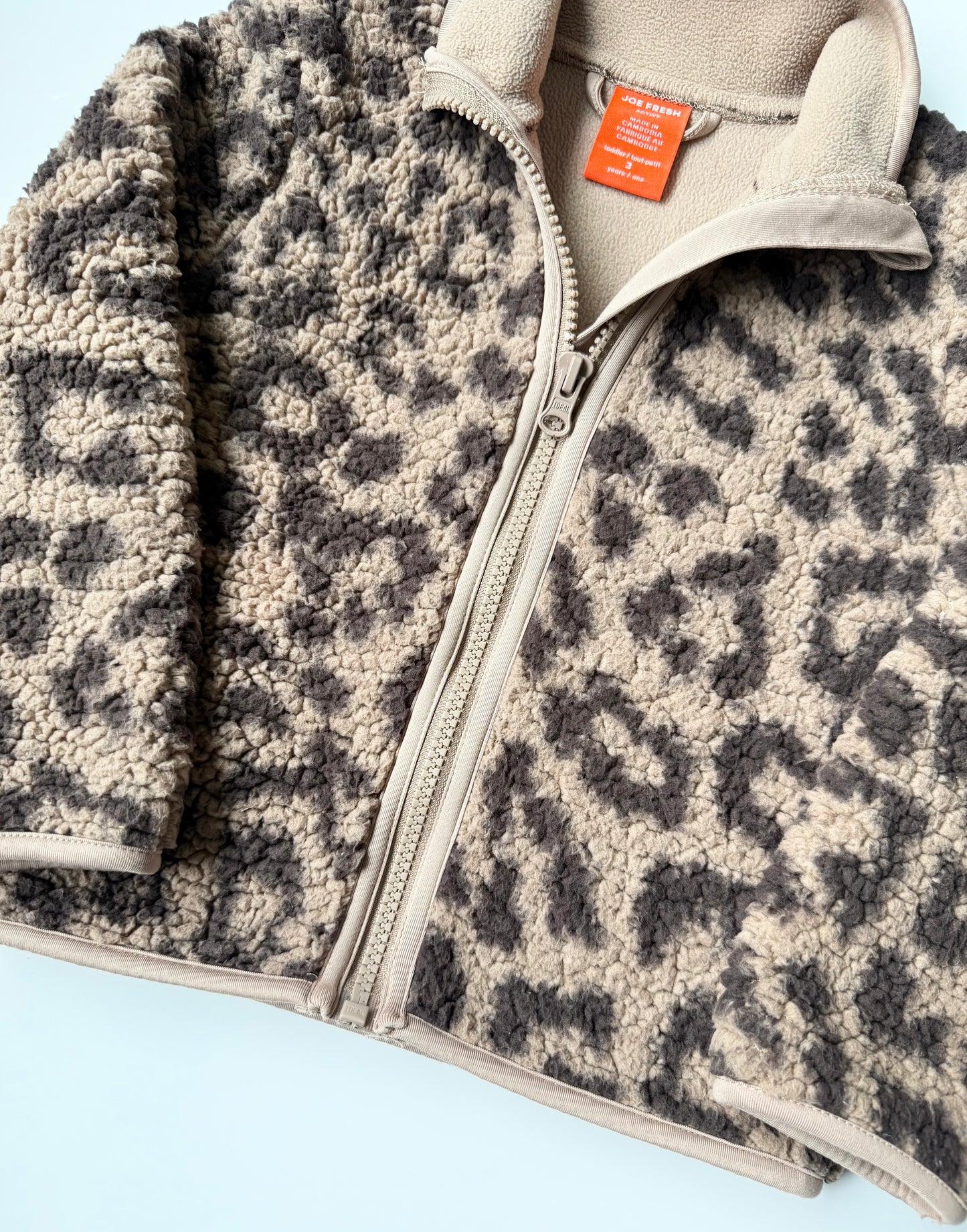 Joe Fresh Cheetah Sherpa Zip Up (3T)
